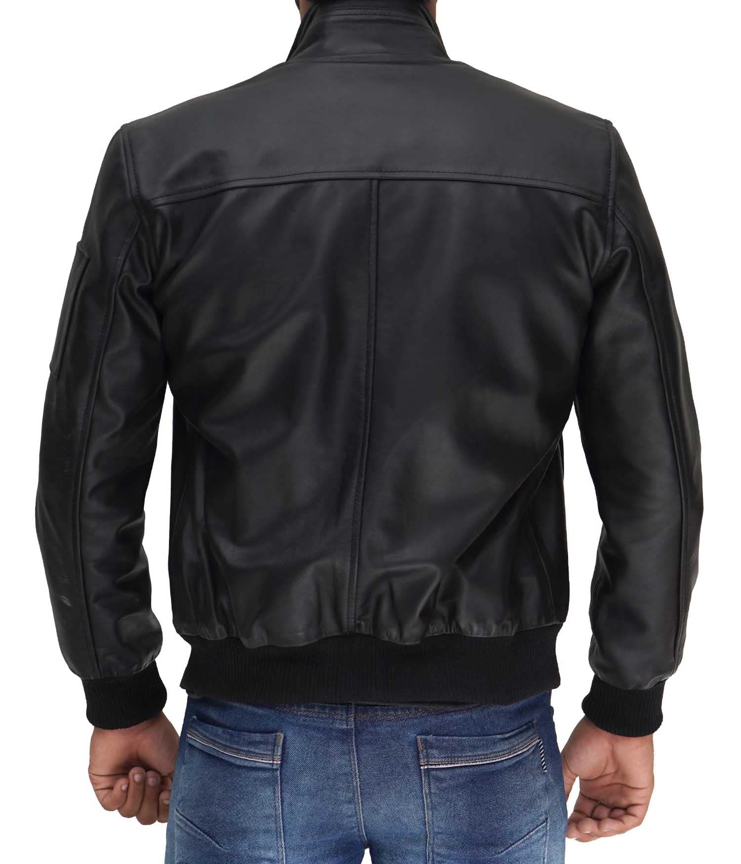 Premium Men's Leather Bomber Jacket - Genuine Black & Brown Casual Aviator Jacket for Men | Perfect for Motorcycle Riding, Night Out & Everyday Wear