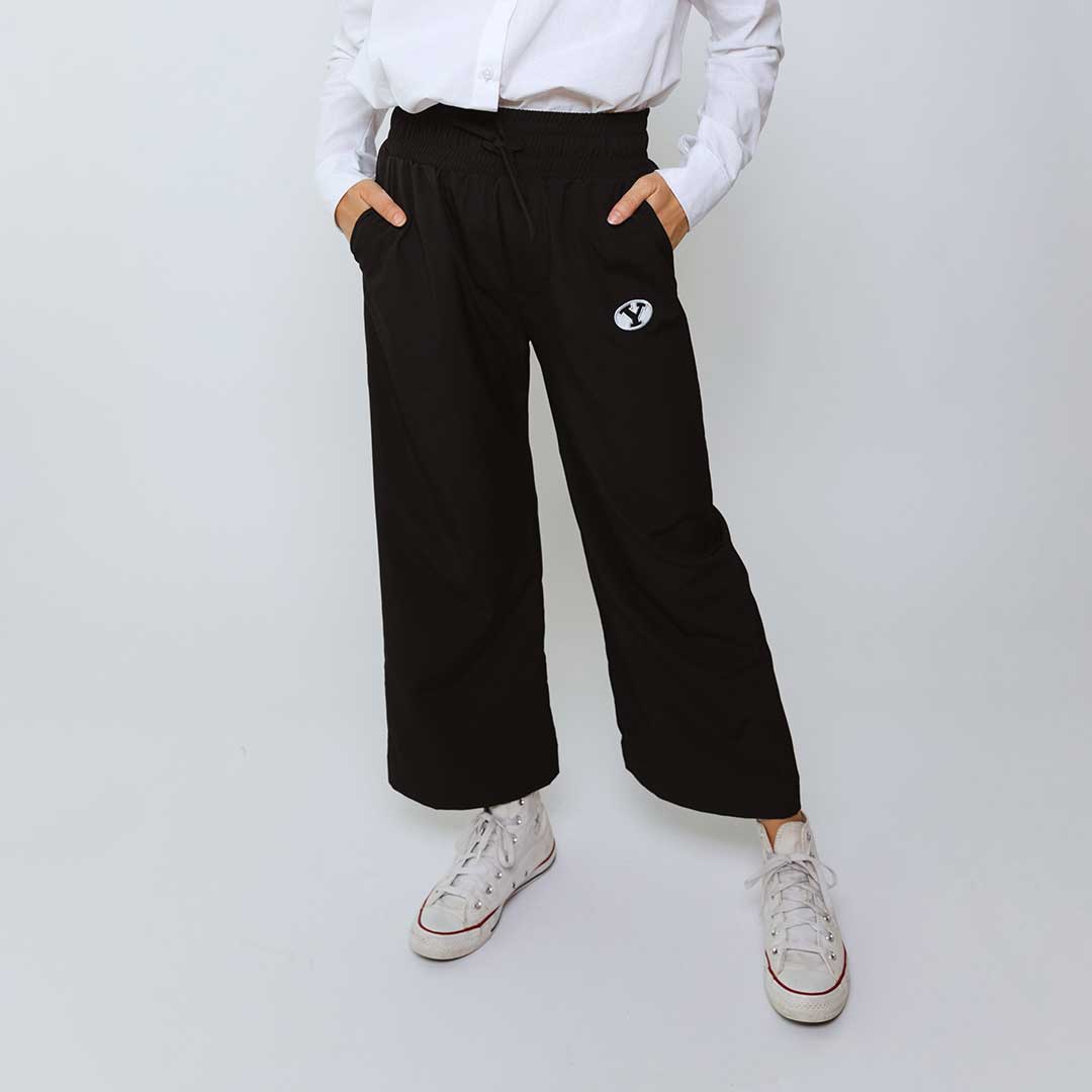 BYU Audrey Wide Leg Pants for Women - High Waisted Stretch Comfortable Trousers, Black - Perfect for Office, Travel & Casual Wear