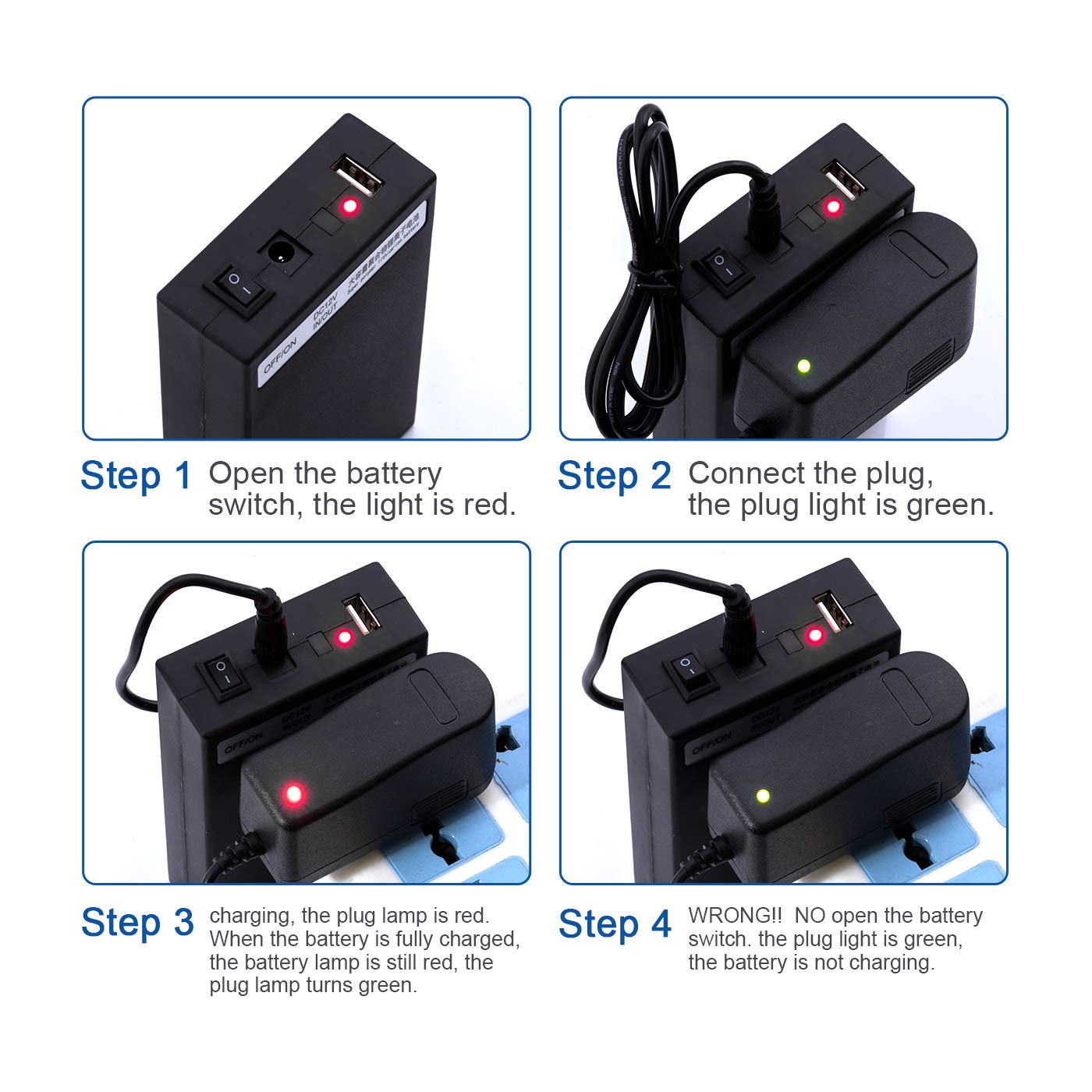 12V 2A 9800mAh Rechargeable Lithium Battery Pack - Portable Power Supply for Walkie Talkies, Digital Cameras, Camcorders & LED Lights | Outdoor Adventures, Emergency Backup, Travel & Photography (Black)