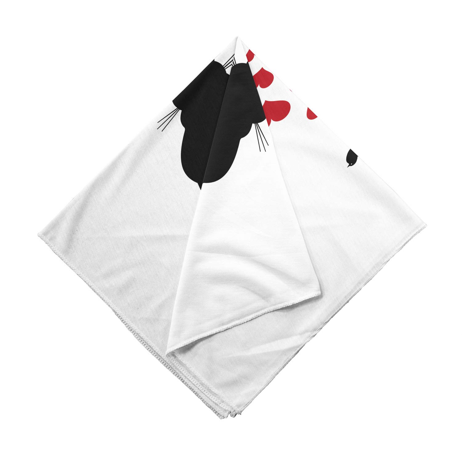 Ambesonne Love Bandana - Cats in Love Heart Tail Design, Unisex Head Scarf & Neck Tie for Men & Women - Perfect for Outdoor Activities, Concerts, and Fashion Accessories