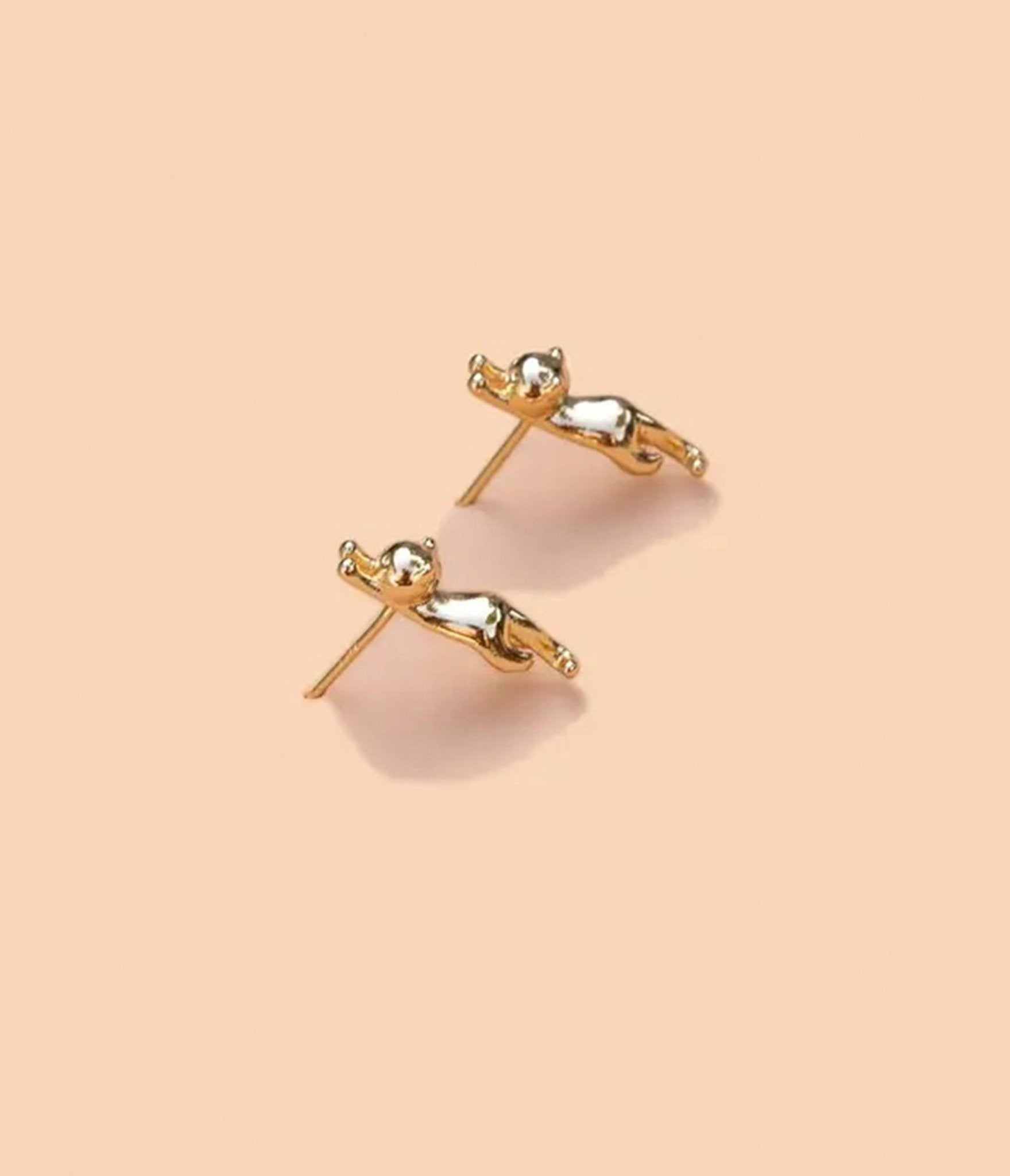 Gold Meow Stud Earrings for Women - Cute Cat Earrings for Everyday Wear - Perfect Gift for Cat Lovers