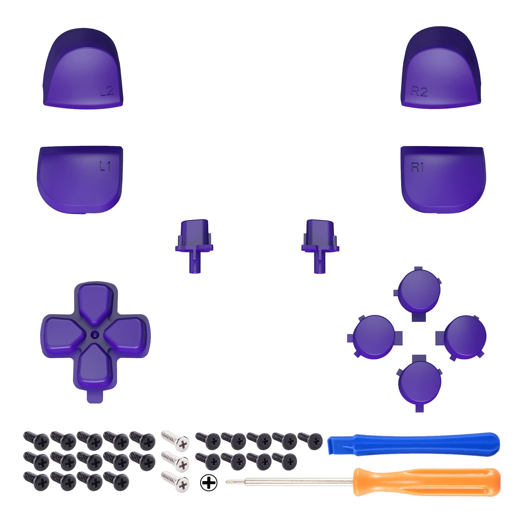ExtremeRate Purple Full Set Replacement Buttons for PS5 Controller (BDM-010 & BDM-020) - D-pad, R1 L1 R2 L2 Triggers, Share & Options Face Buttons - Enhanced Gaming Performance for FPS, Racing & Action Games