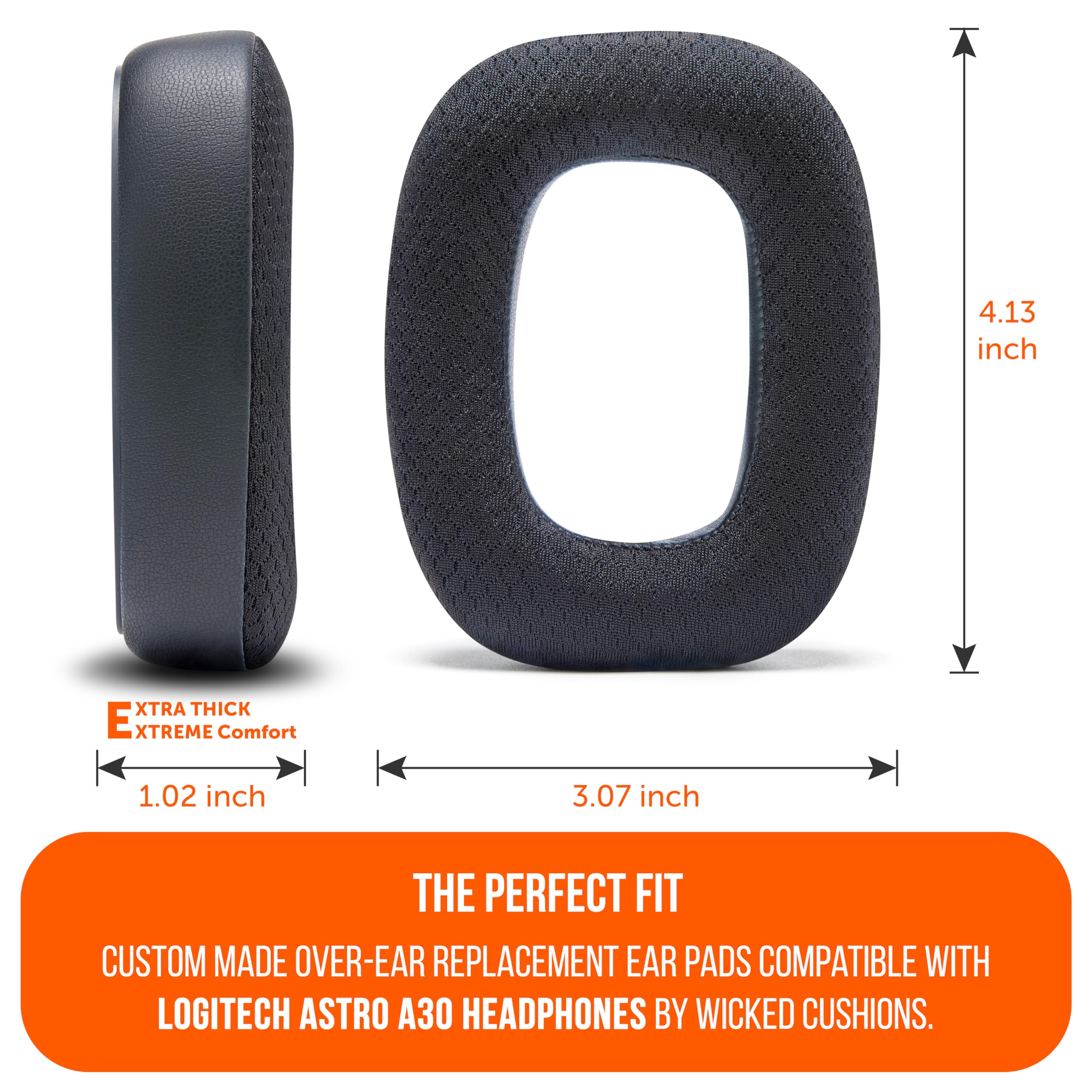 Wicked Cushions WC Freeze A30 Cooling Gel Earpads for Logitech Astro A30 Headphones - Enhanced Comfort, Durability & Noise Isolation for Gaming, Work & Music | Black | Stay Cool During Long Sessions