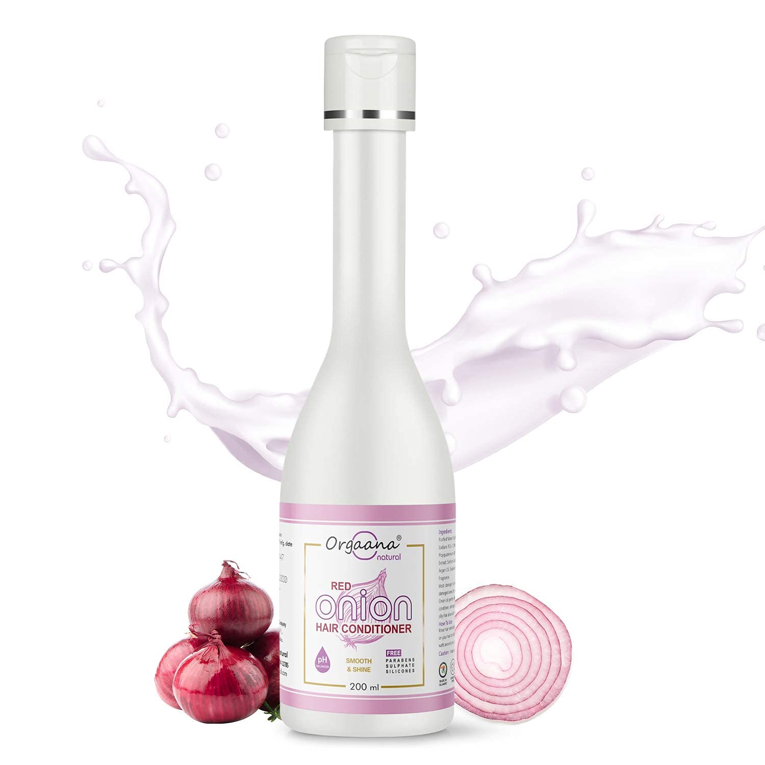 Orgaana Natural Red Onion Hair Conditioner for Hair Growth & Hair Fall Control - 200ml (Pack of 4) | Promotes Thicker, Stronger Hair for Daily Use & Scalp Care