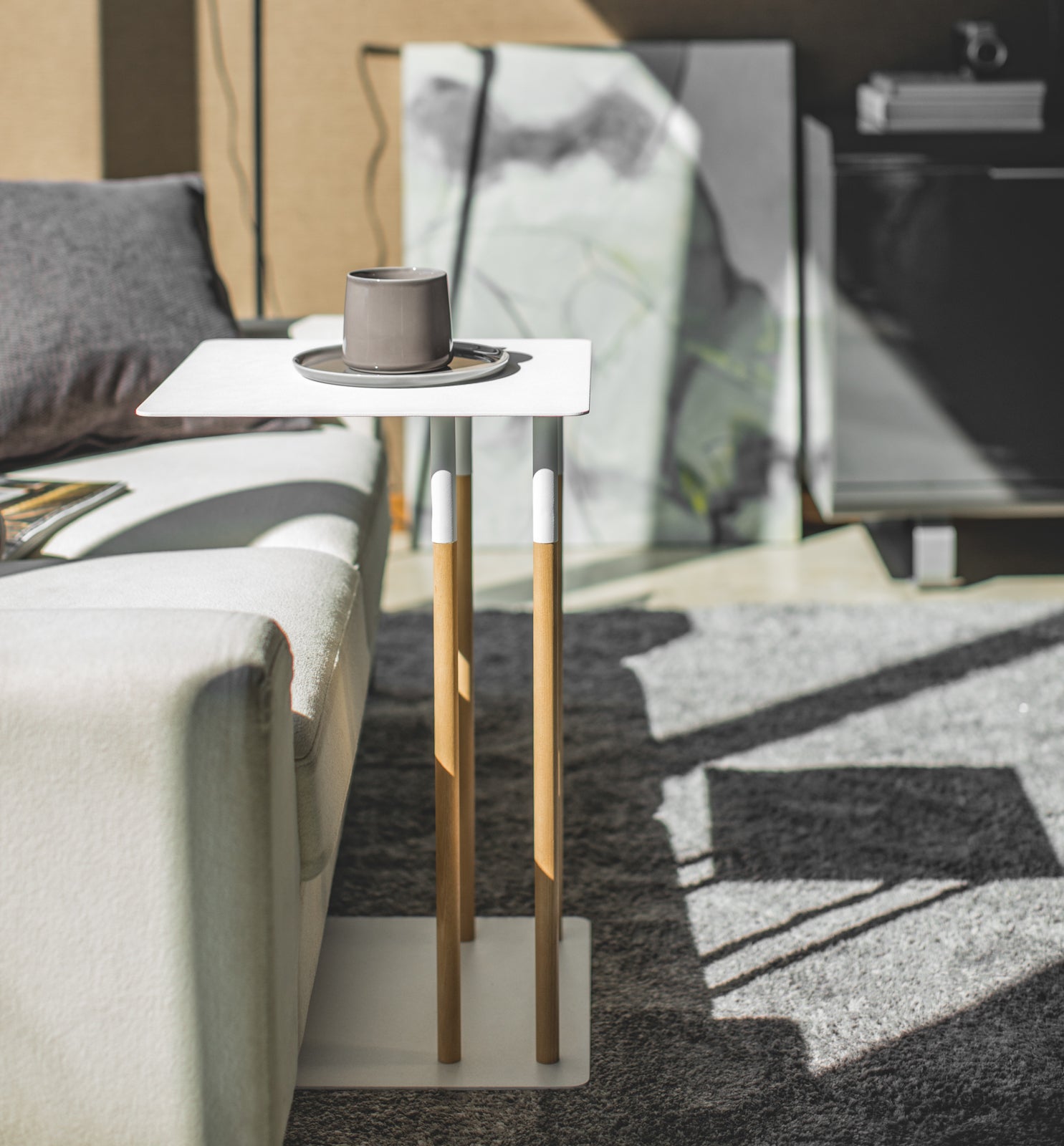 Modern C-Shaped Side Table - 22 Inch Height, Sturdy Steel Frame - Perfect for Living Room, Bedroom, or Office Use