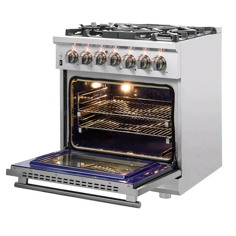 FORNO Massimo 30 Inch Freestanding Dual Fuel Range - Stainless Steel FFSGS6125 30