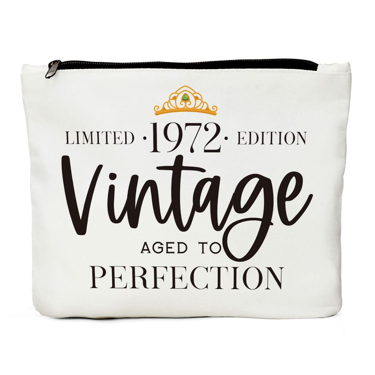 1972 Vintage Aged to Perfection Makeup Bag - 50th Birthday Gifts for Women, Unique 50 Year Old Birthday Present for Sister, Friend, Coworker, BFF or Mom - Perfect for Travel, Makeup Storage & Special Occasions