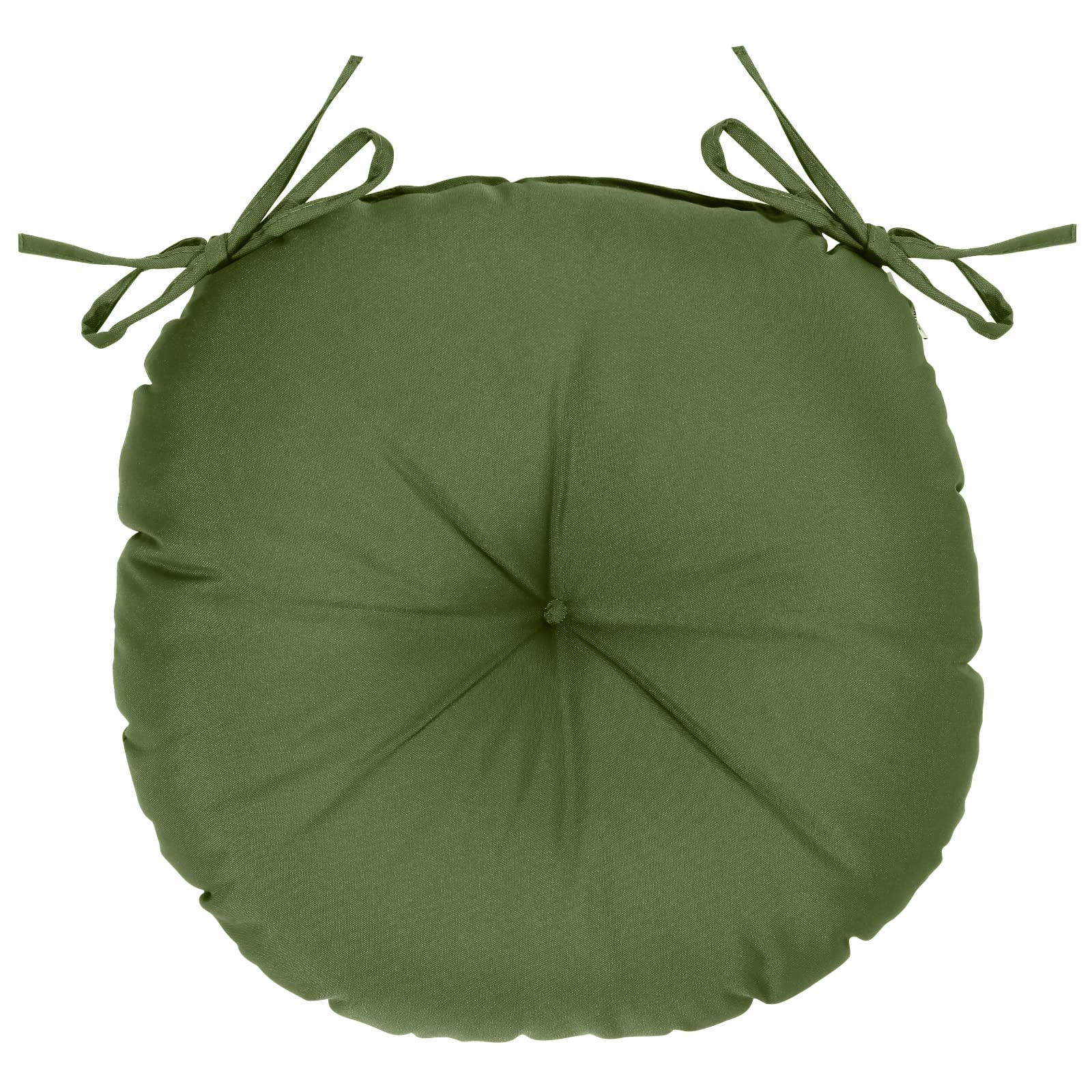 GUEGLSA 15 Inch Waterproof Outdoor Tufted Round Cushions - Set of 2 Green Bistro Chair Seat Pads 15