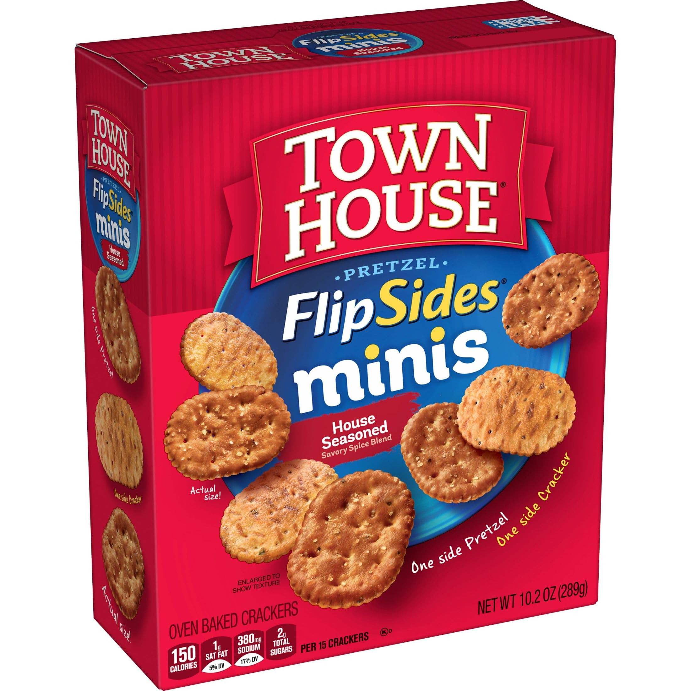 Town House FlipSides Minis Oven Baked Crackers - 12 Boxes, House Seasoned Snacks for Lunch, Party & On-The-Go | Crunchy Baked Crackers Perfect for School, Office & Travel Snacking