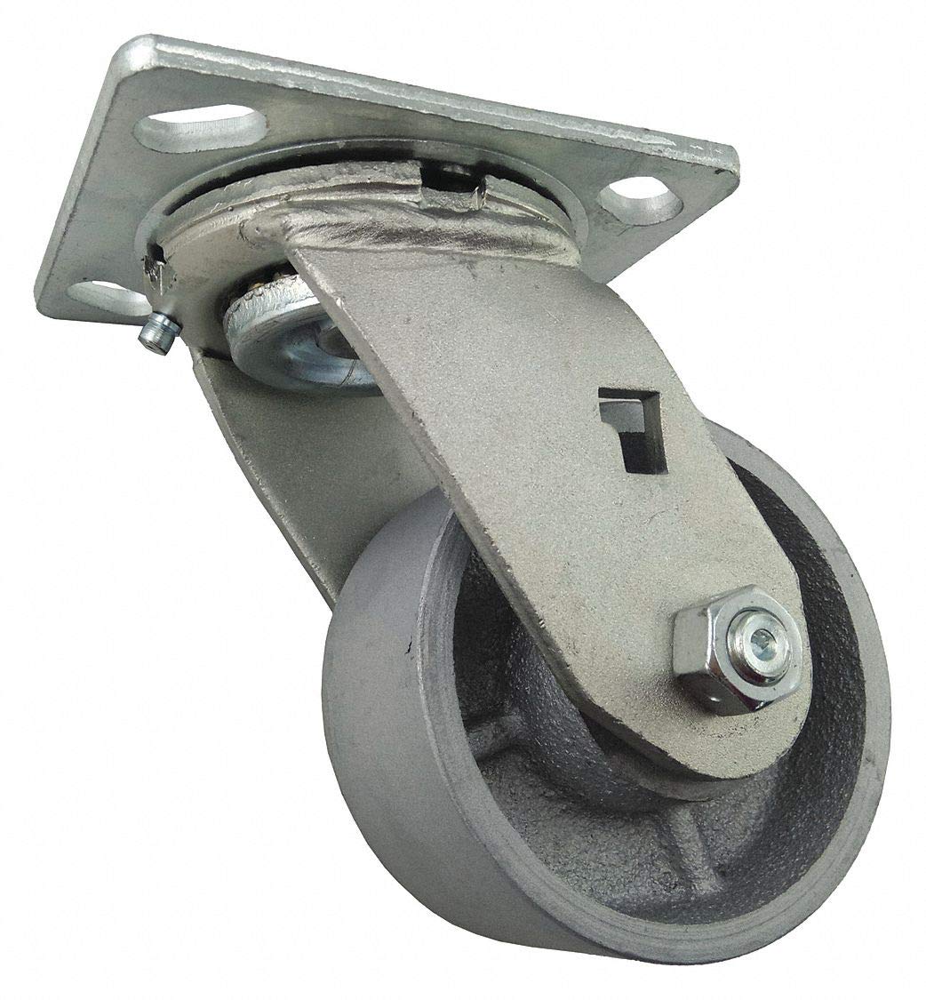 Heavy Duty 4 Inch Swivel Plate Caster with 700 lb Capacity - Cast Iron Wheels for Industrial Equipment, Workbenches, and Furniture Movers