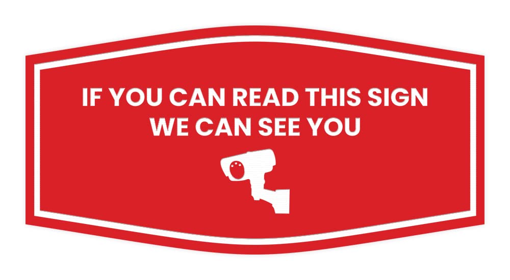 Funny CCTV Warning Sign - 'If You Can Read This Sign We Can See You' - Medium Size (Red) for Home, Office & Business Security