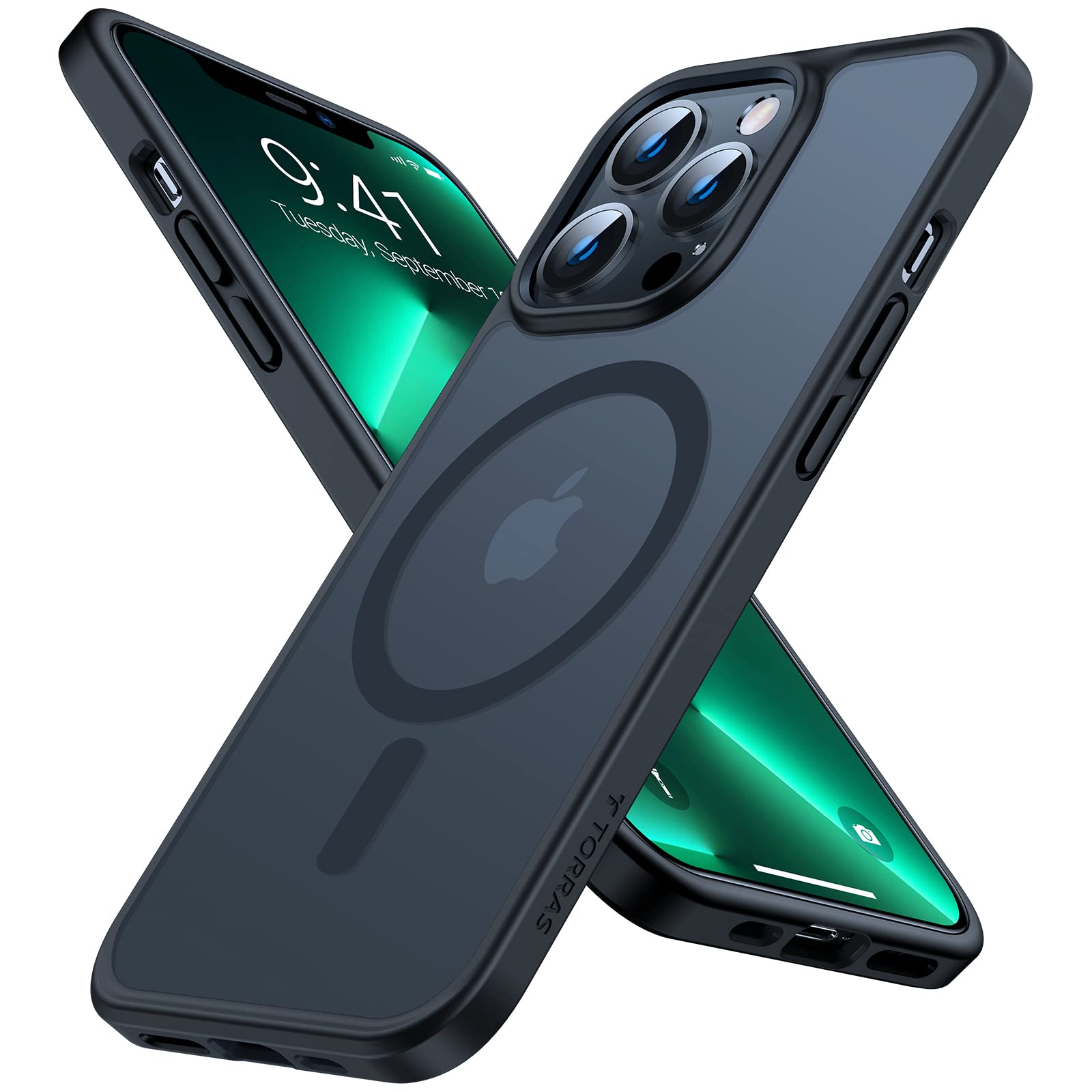TORRAS Magnetic iPhone 12 Pro Max Case - Military Grade Drop Protection | MagSafe Compatible | Slim Translucent Hard PC with Soft Anti-Fingerprint Coating | Perfect for Everyday Use, Travel & Outdoor Activities (Black)