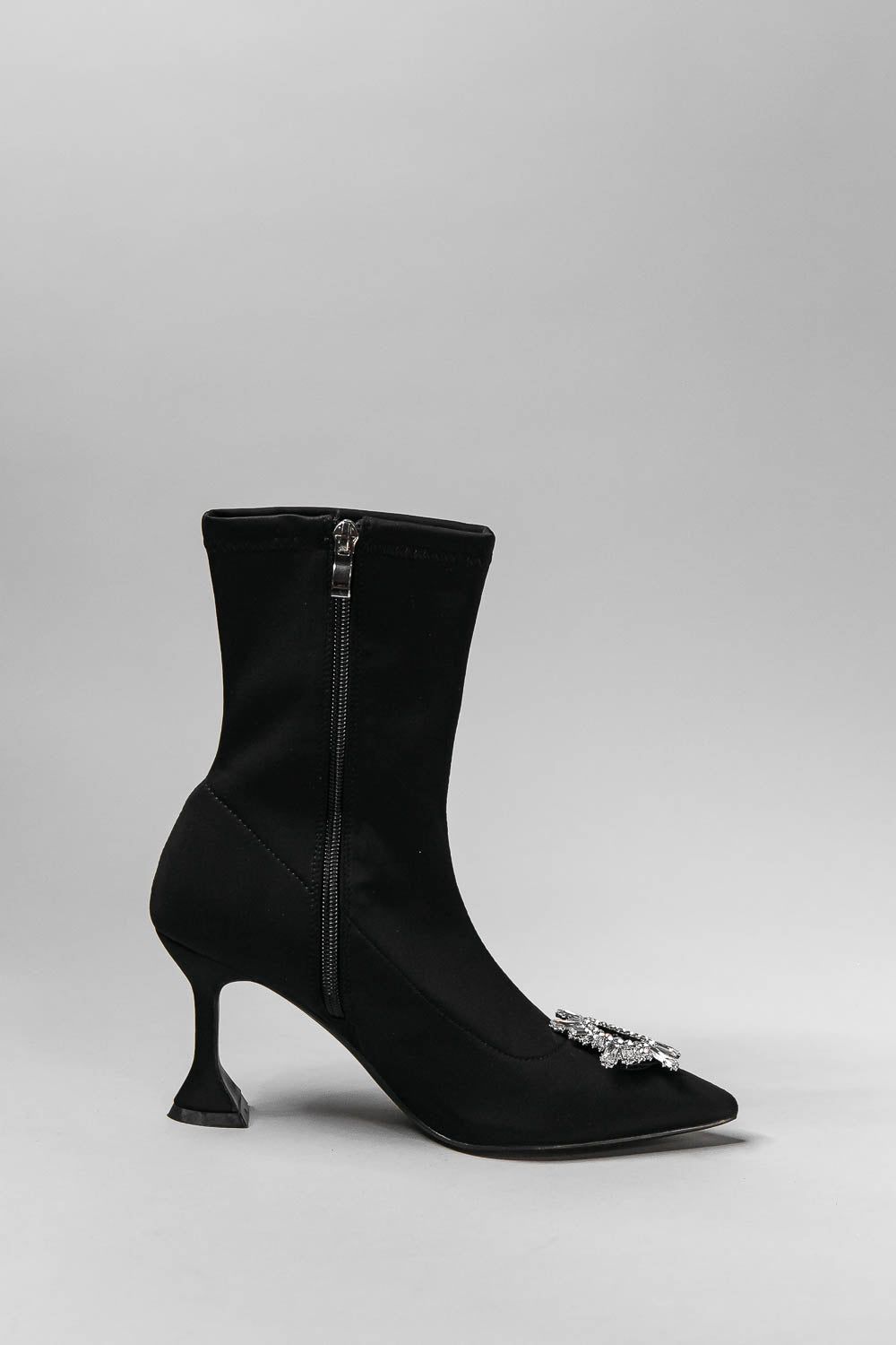 Black Diamond Stiletto Boots for Women - Elegant High Heel Ankle Boots for Party, Night Out & Special Occasions