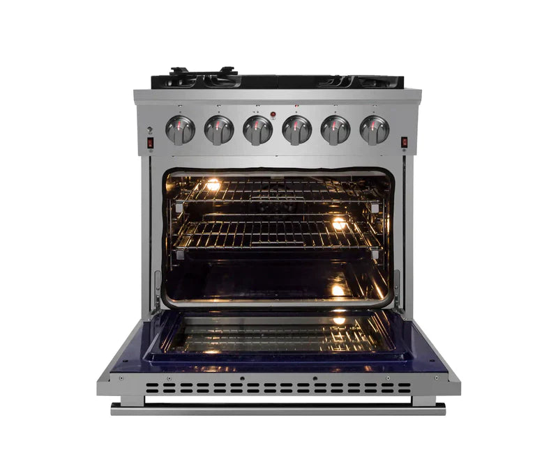FORNO Massimo 30 Inch Freestanding Gas Range - Stainless Steel Professional Oven with 5 Burners & Convection FFSGS6239 30 - Perfect for Home Kitchens & Restaurant Cooking