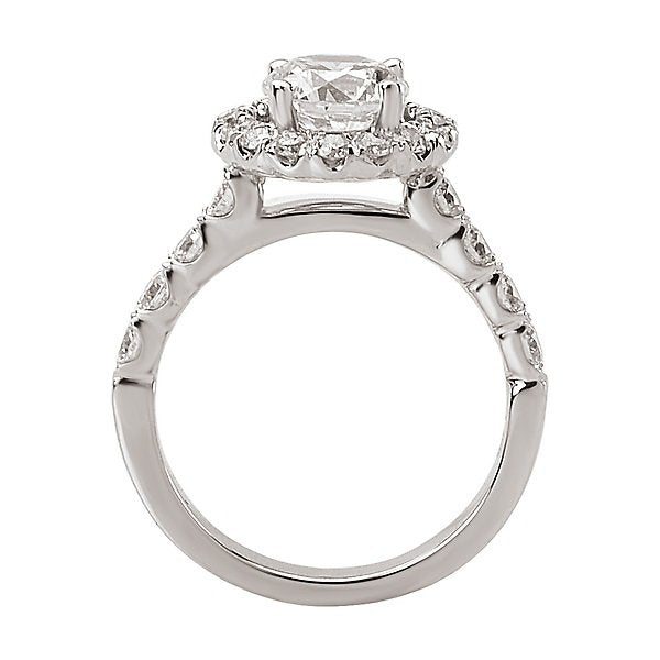 14KT 3/4 CTW Diamond Round Halo Engagement Ring Setting for 1.25-1.50 CT Round Center Stone - Perfect for Proposals, Anniversaries & Special Occasions