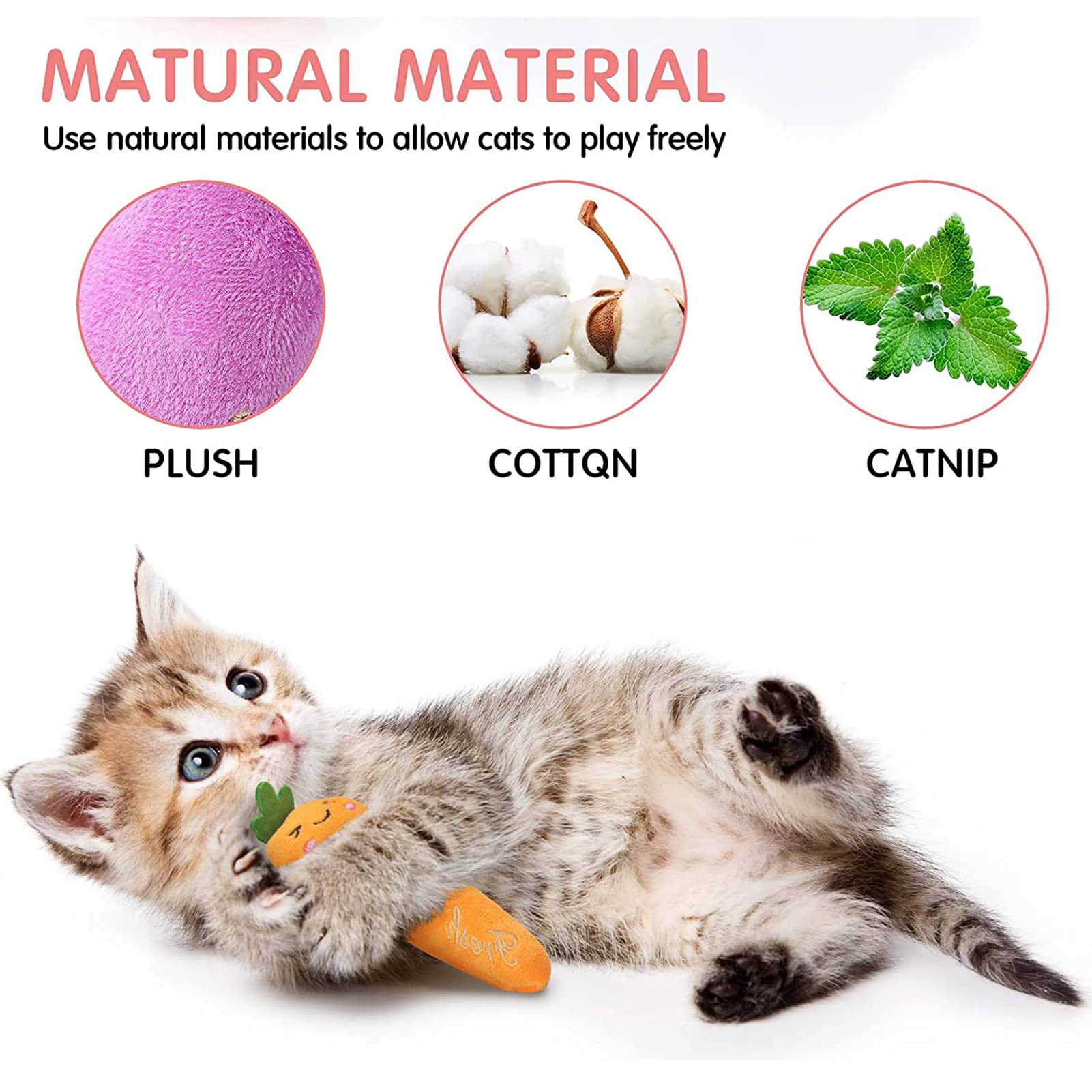 5PCS Catnip Cat Toys for Indoor Cats - Soft Plush Chew Pet Toys with Catnip, Interactive Teething Chew Toys for Kittens & Adult Cats (Fruit Theme) - Perfect for Playtime, Training & Stress Relief