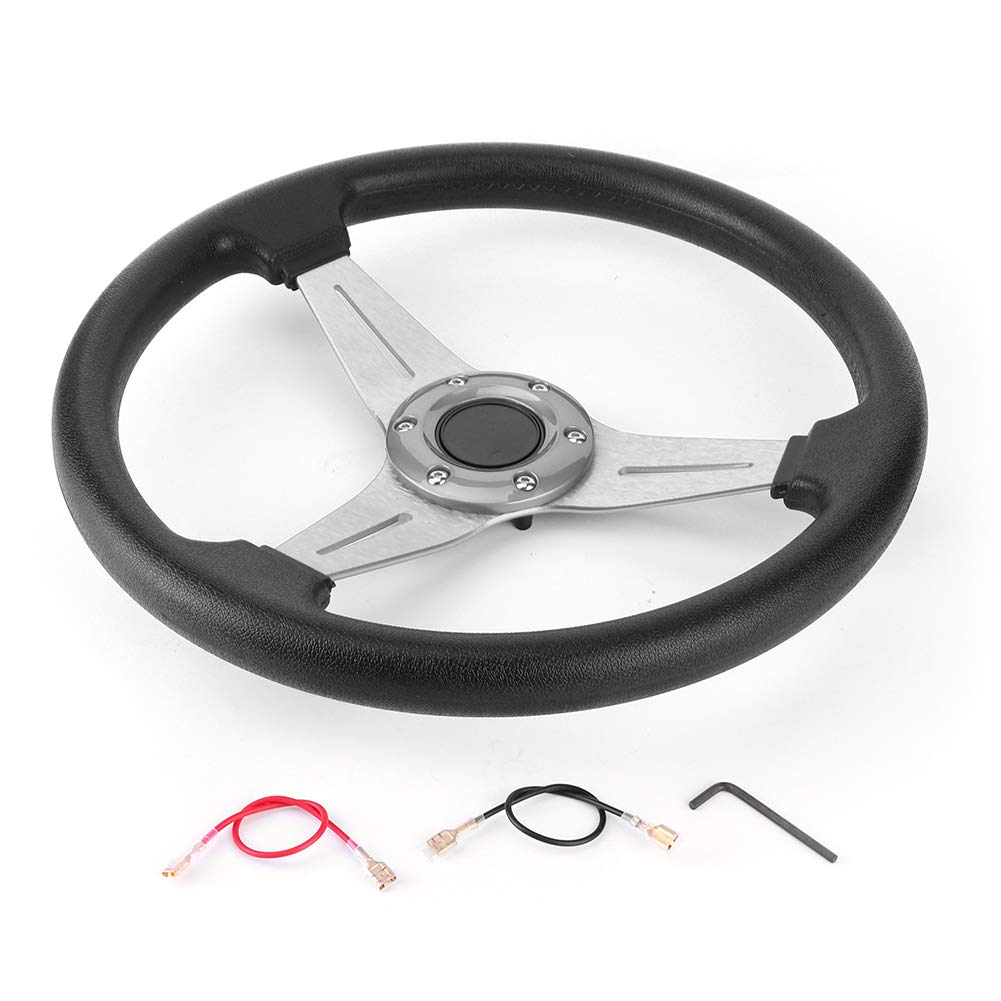 Universal 350mm/14in Silver Racing Steering Wheel - High Performance Drifting & Car Modification Accessory for Sports Cars & Track Racing