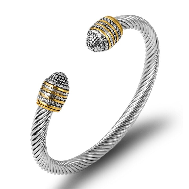 Twisted Cable Wire Bangle Cuff Bracelets for Women - Fashion Jewelry for Casual & Formal Wear - Perfect for Office, Party & Everyday Accessories