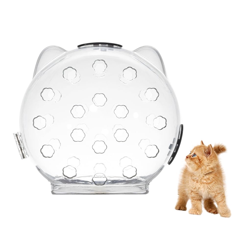 Breathable Adjustable Cat Muzzle - Transparent Kitten Astronaut Helmet for Aggressive Cats - Prevent Biting, Chewing & Grooming - Safe Bubble Mask for Vet Visits & Grooming Sessions (Size M)