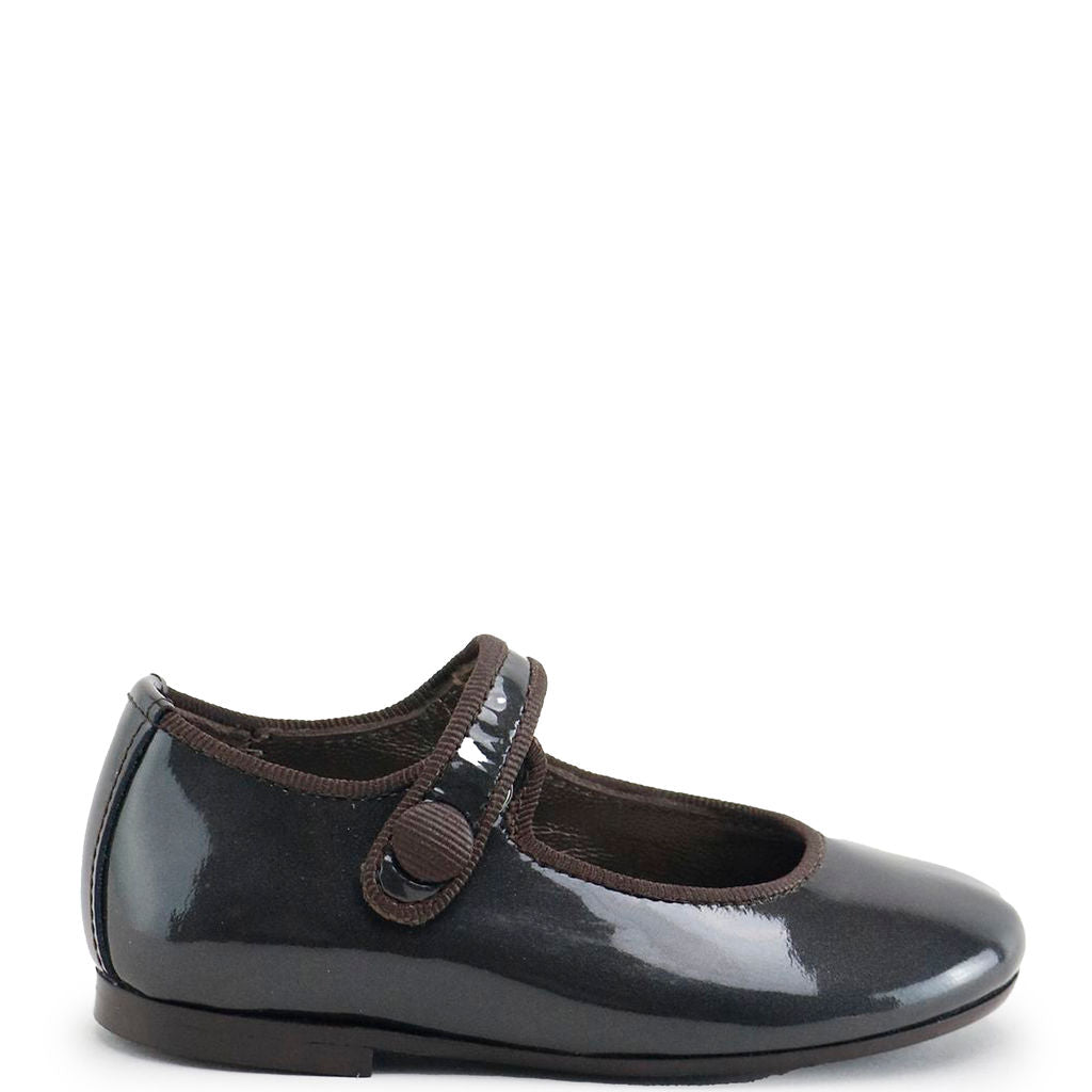 Charcoal Patent Mary Jane Shoes for Women - Comfortable & Stylish Flats for Work, Casual & Party Wear