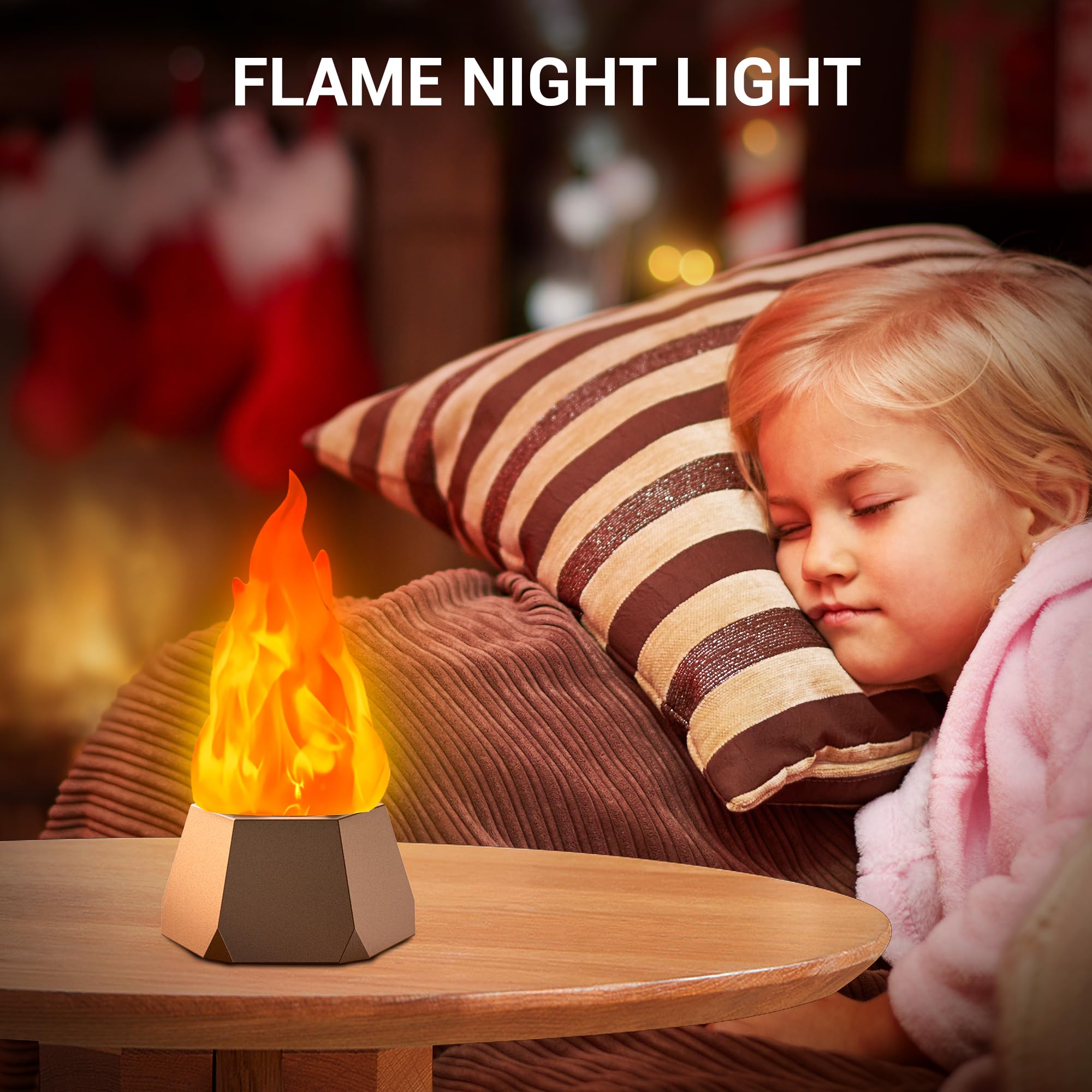 Rechargeable LED Flame Lights - Flameless Candles with Flickering Effect, Battery Operated Fake Fire Night Light for Home Decor (2 Pack) | Perfect for Kids Bedroom, Outdoor Camping, Parties, Bars, Christmas & Holiday Decorations