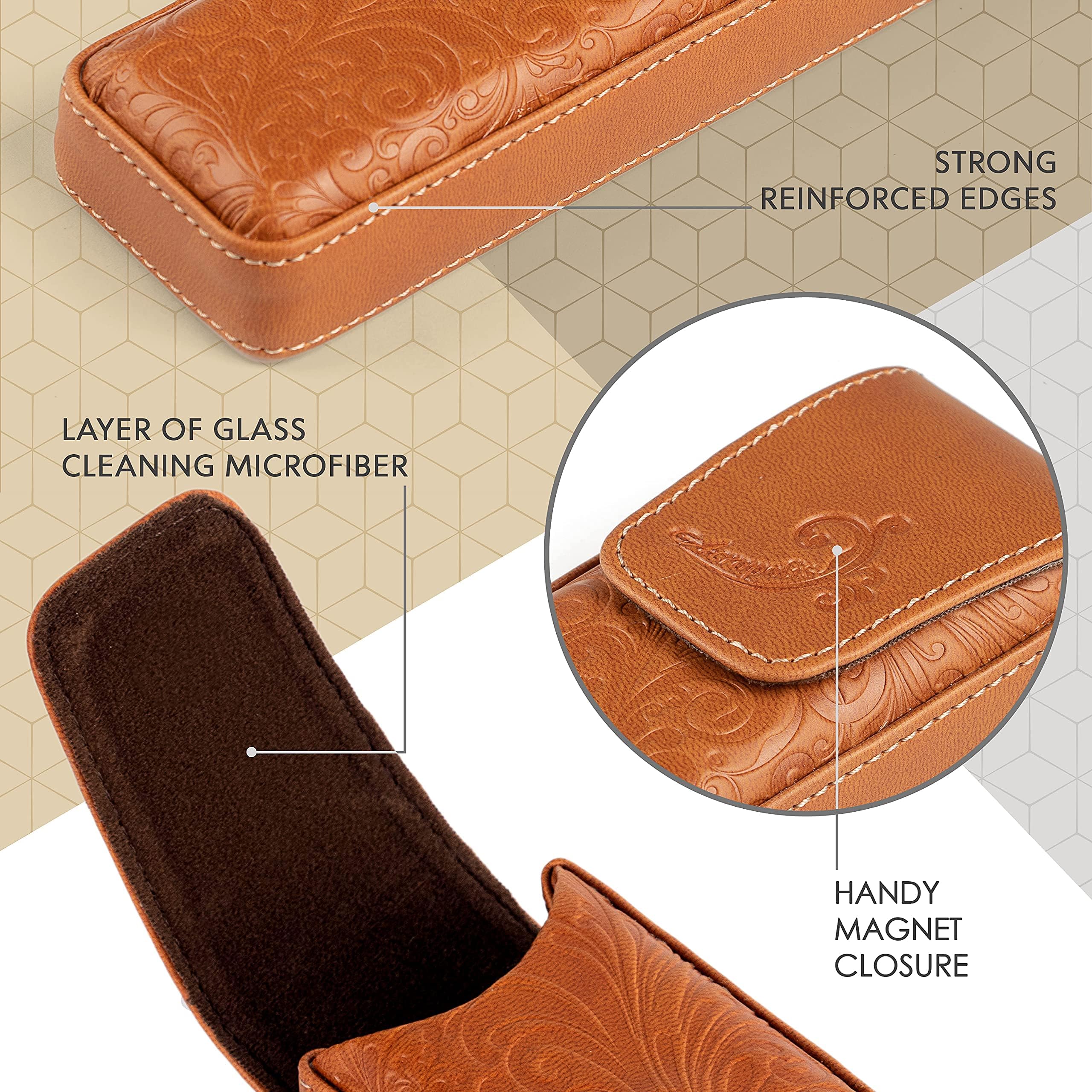 **Brown PU Leather Hard Eyeglass Case for Women - Classic Style Reading Glasses Holder & Spectacles Box - Perfect for Travel, Office, and Daily Protection**