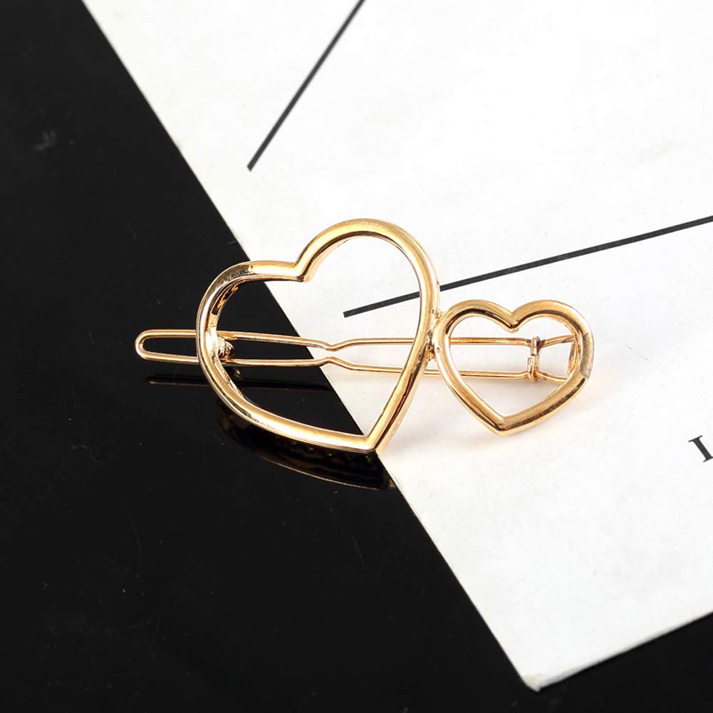 YAZILIND Simple Design Metal Alloy Hair Clips for Women - Double Heart Shape Hairpins, Hair Accessories for Everyday Use, Parties & Weddings