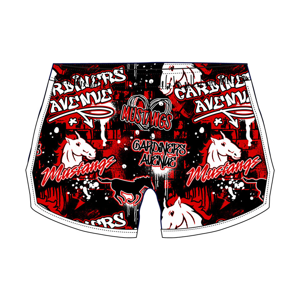 Girls & Women's Mustang Print Shorts - Gardiners Avenue Denim Shorts for Casual Wear, Summer Outfits & Outdoor Activities