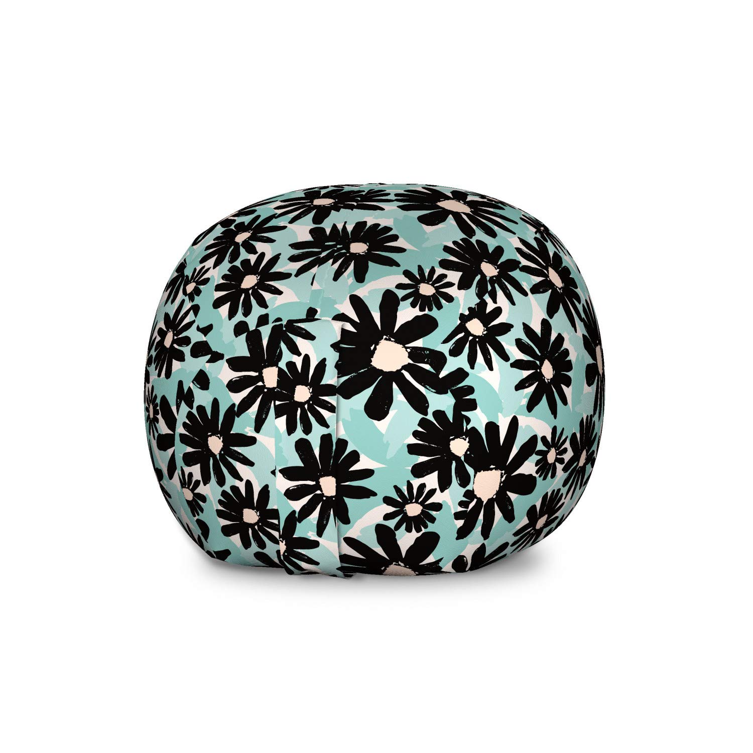Ambesonne Floral Toy Storage Bag Chair - Large Washable Stuffed Animal Organizer with Bold Paintbrush Flower Design in Seafoam Multicolor - Perfect for Kids' Room, Playroom & Nursery Organization