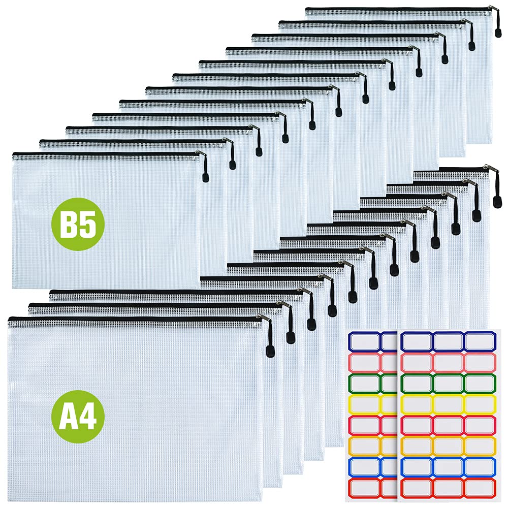 B4/B5 Size Plastic Mesh Zip File Bags - Waterproof & Tear-Resistant Document Organizer with Zipper Pouch for School, Office, Home & Travel Storage | Perfect for Organizing Papers, Receipts, and Important Documents