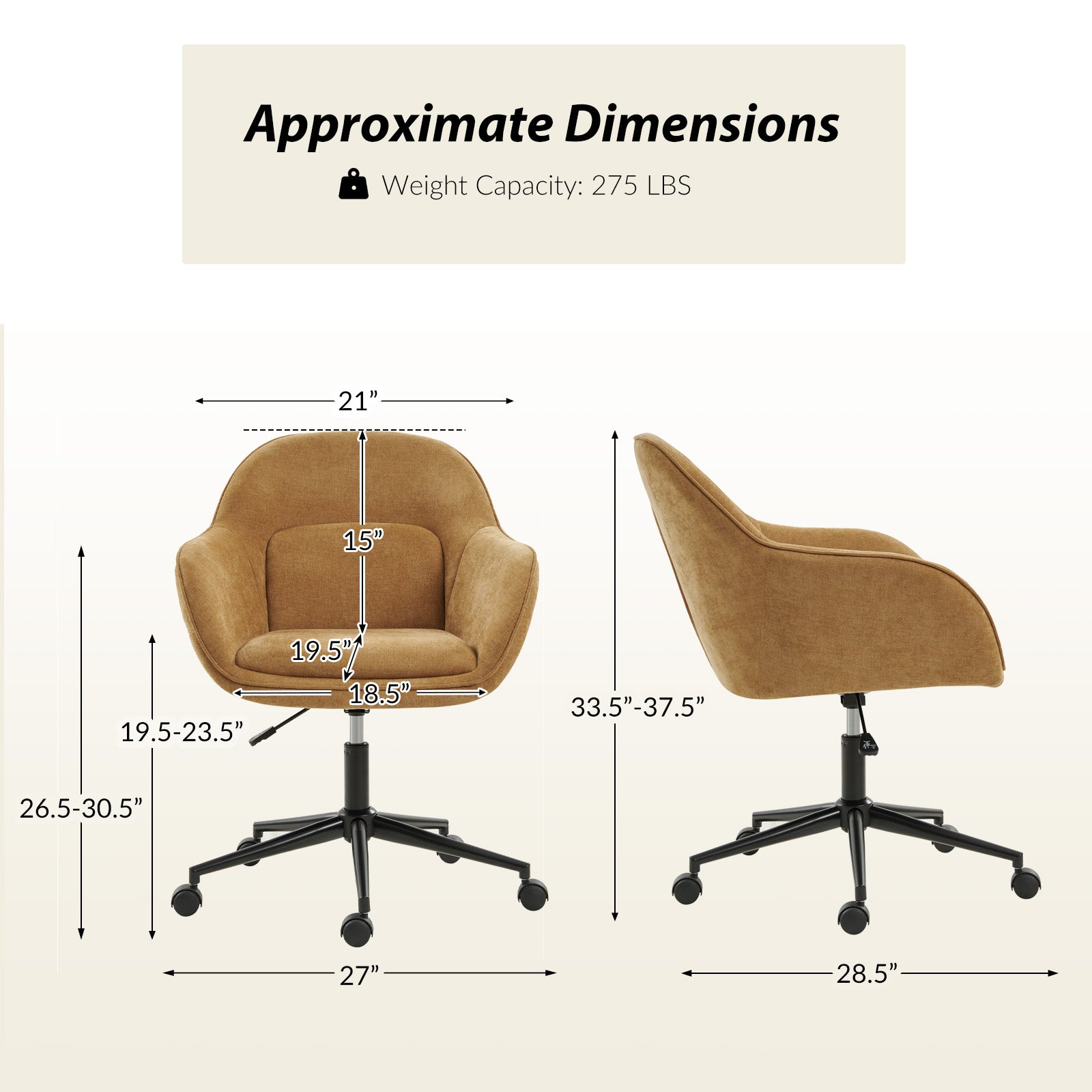 Modern Adjustable Height Cozy Office Chair for Home & Work - Ergonomic Desk Chair with Lumbar Support for Long Hours Sitting - Perfect for Home Office, Gaming, and Study