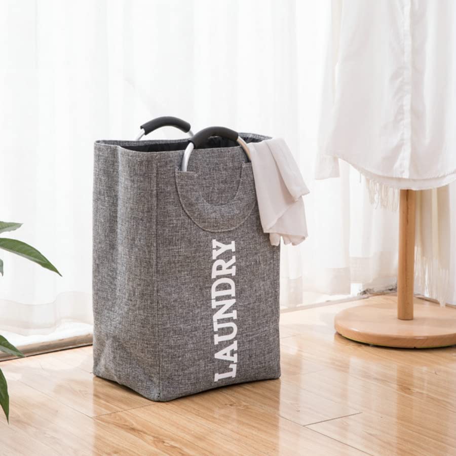 Foldable Linen Storage Basket for Dirty Clothes, Toys & Sundries - Multi-Purpose Organizer for Bathroom, Bedroom, Laundry Room (Gray) | Perfect for Home Organization & Space Saving