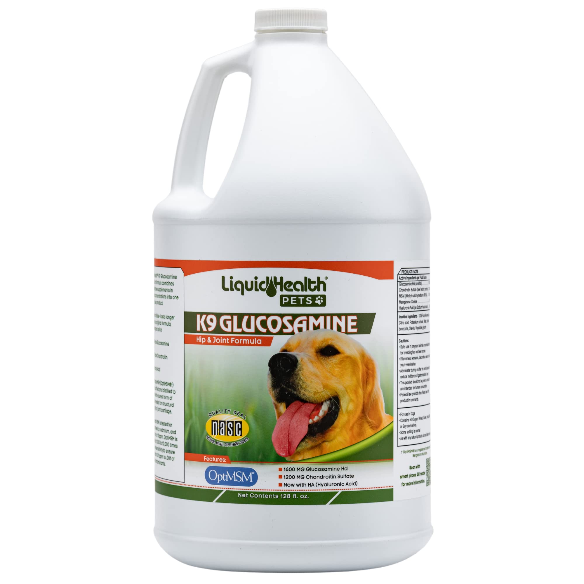 LiquidHealth 128 Oz K9 Liquid Glucosamine for Dogs - Chondroitin, MSM & Hyaluronic Acid Supplement | Supports Hip & Joint Health, Relieves Pain in Puppies & Senior Dogs | Dog Joint Oil Vitamin (1 Gallon) for Active & Aging Pets | Perfect for Daily Use & Post-Exercise Recovery