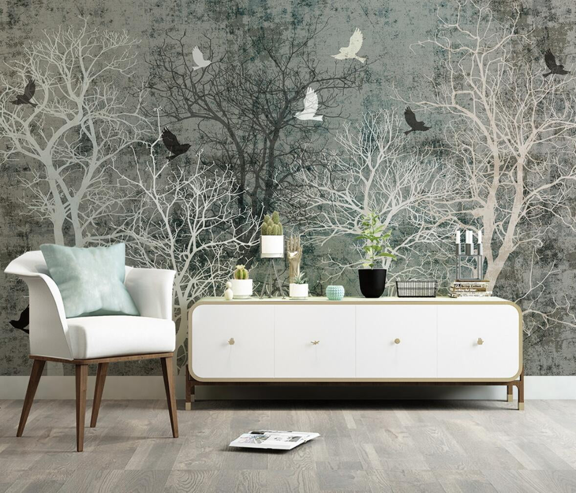Winter Solitude Forest Wallpaper Murals - Nature-Inspired Peel & Stick Wall Decor for Bedroom, Living Room & Office (Easy DIY Installation)