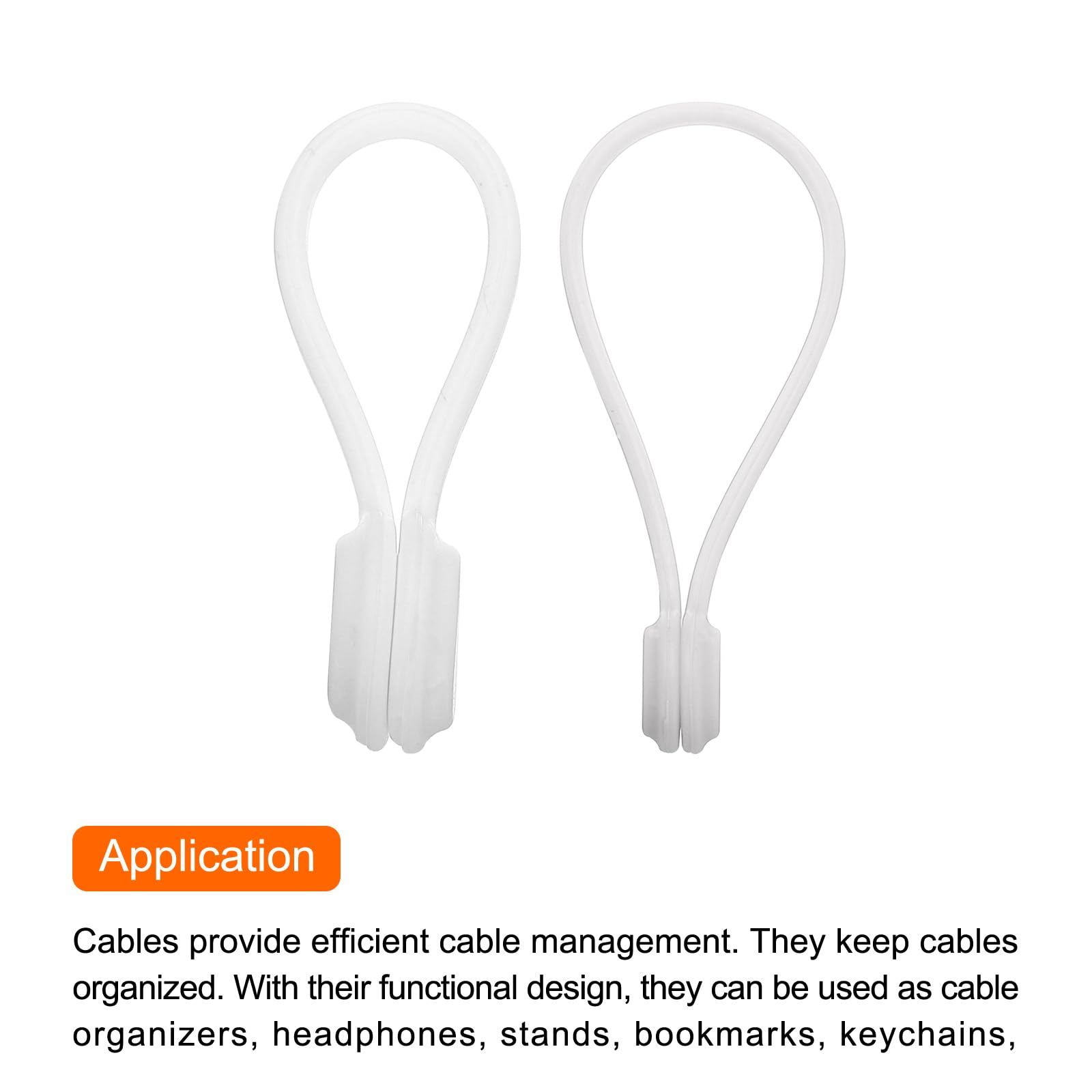 MECCANIXITY Magnetic Cable Clips - 10 Pack Reusable Cord Organizers (4.3 & 7.5 Inch) - White Twist Ties for Home, Office & Kitchen - Strong Magnetic Hold for Wires & Cables - Perfect for Desk, TV Setup & Charging Stations