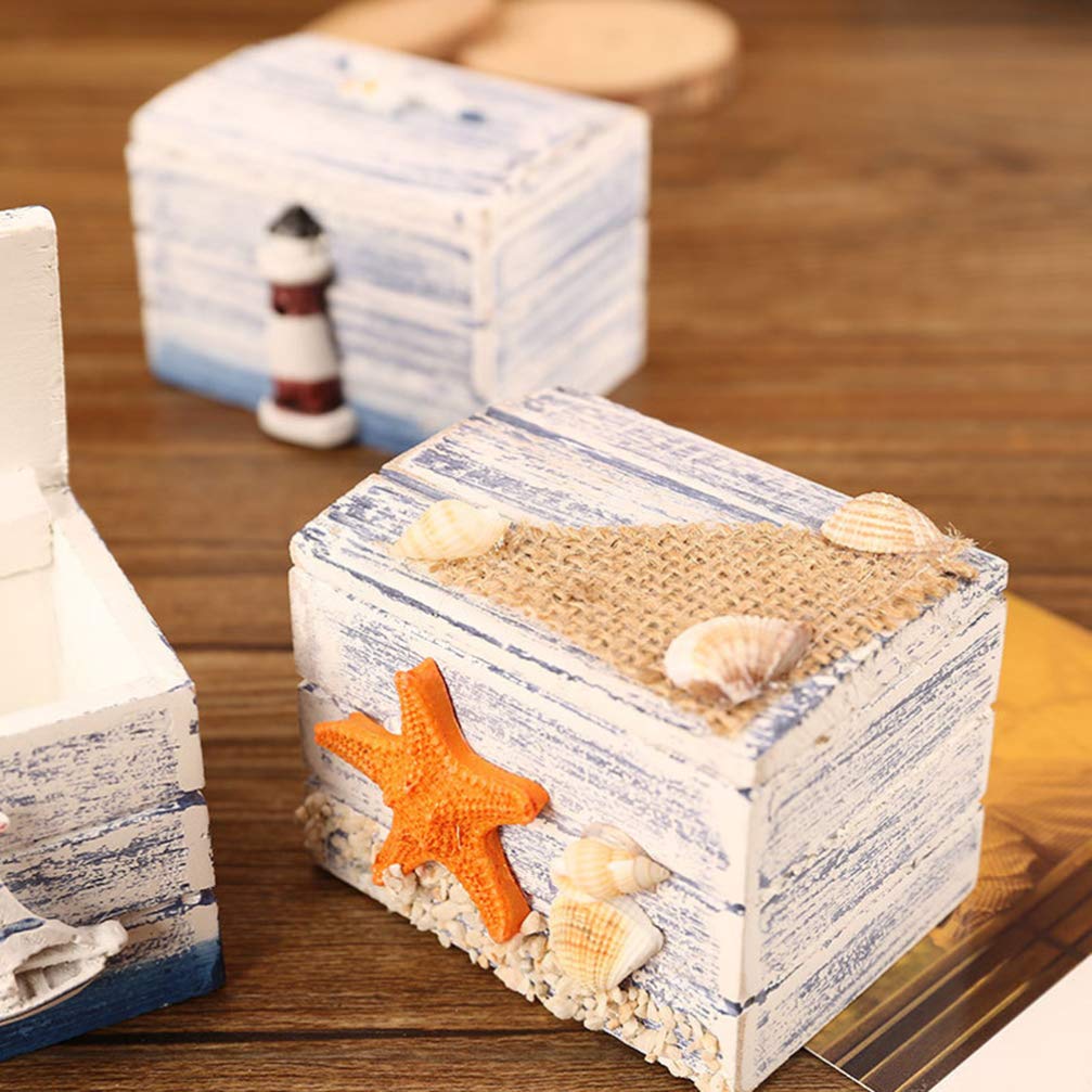 LIOOBO Wooden Jewelry Box Organizer - Mediterranean Nautical Style Storage Case for Rings, Necklaces & Earrings | Perfect for Home, Office & Travel Accessories Organization