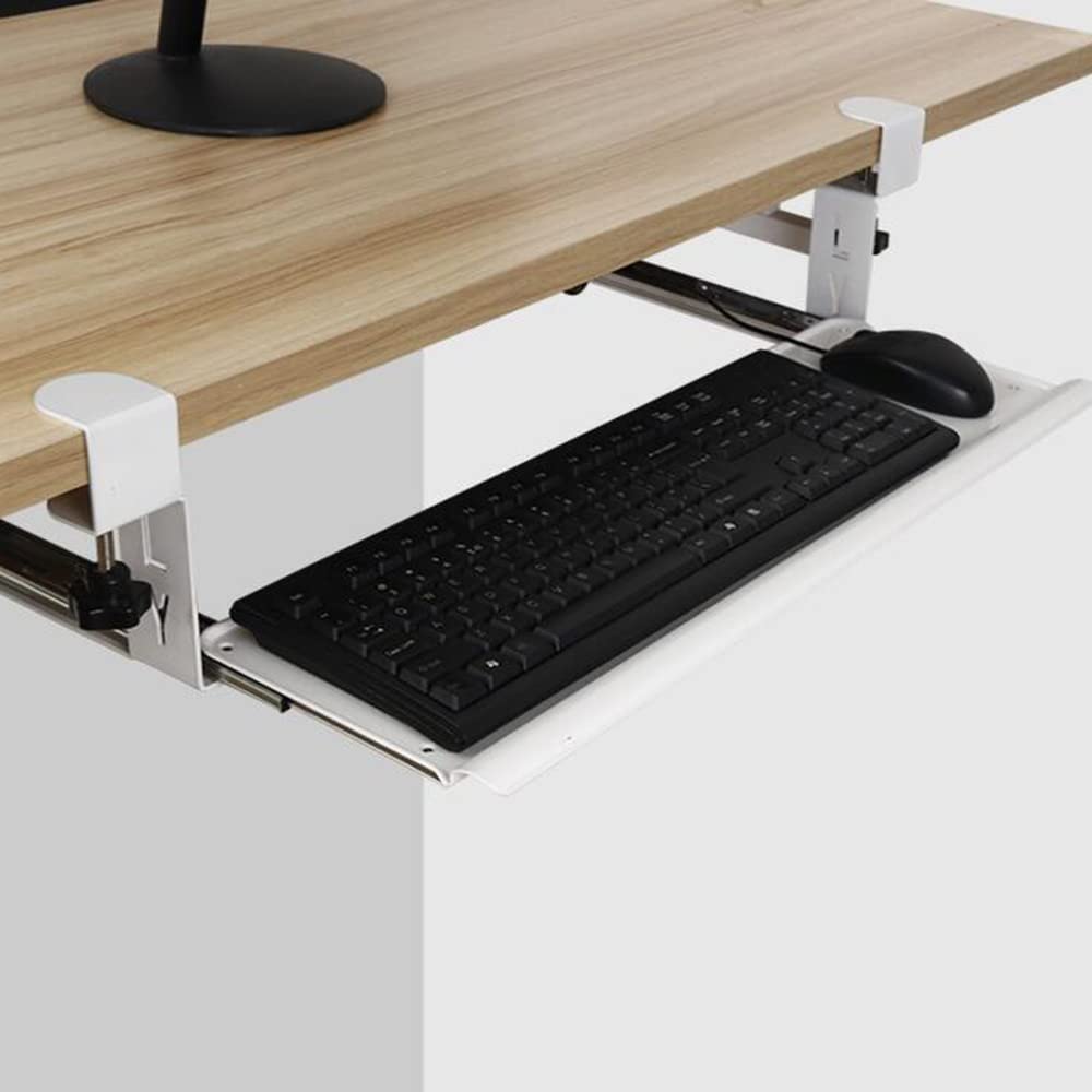 Keyboard Drawer Bracket - Easy No-Tools Installation, Slide Rail Clip for Computer Desk Storage, Mouse Tray Holder | Perfect for Home Office & Gaming Setup