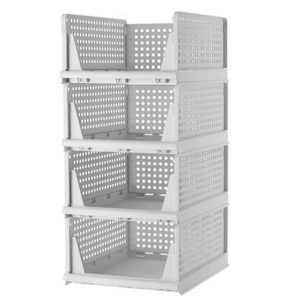 Closet Organizers and Storage Shelves - Stackable Plastic Storage Bins & Drawers for Clothes | White 7.3
