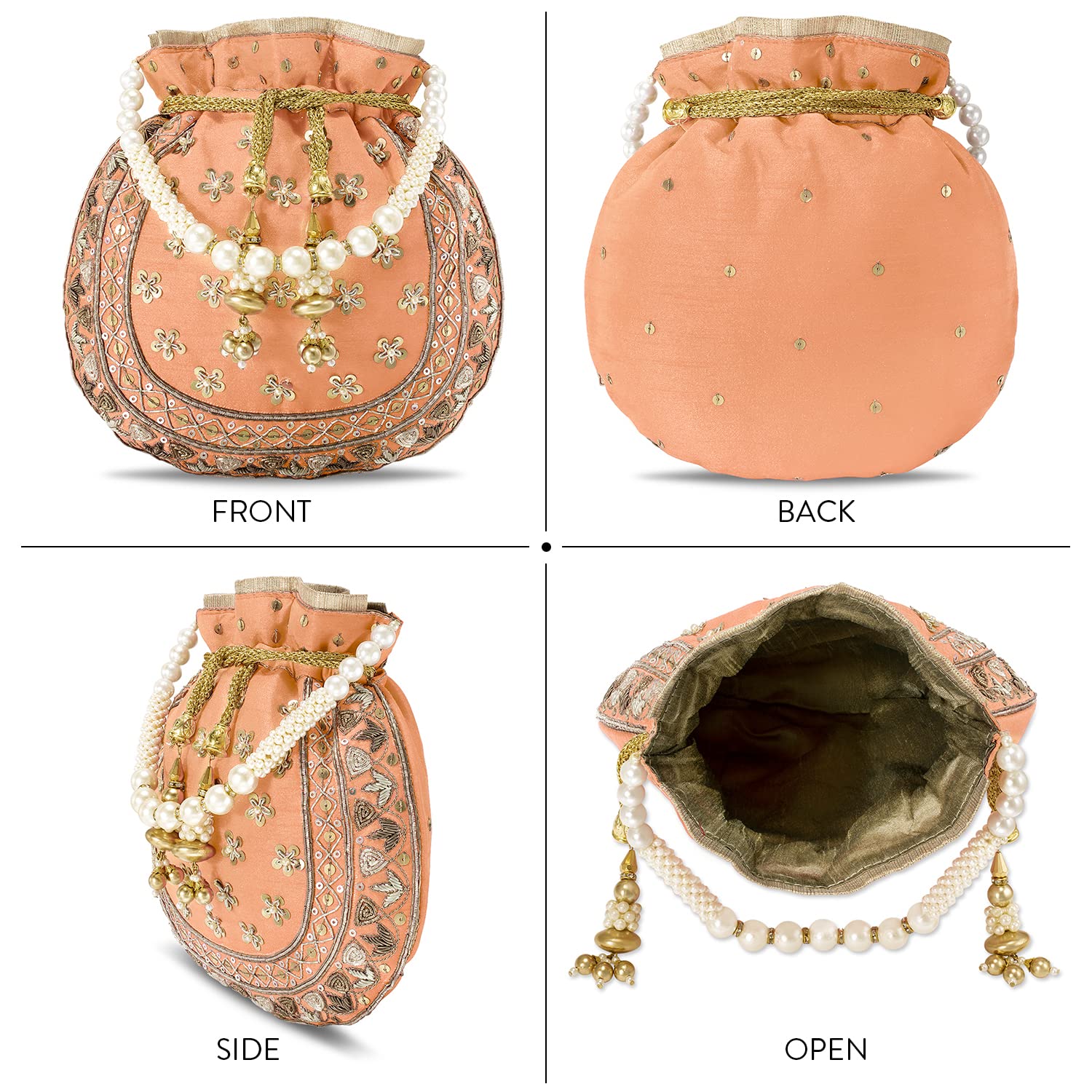 Elegant Indian Potli Bags for Women | Handmade Ethnic Clutch Purse with Drawstring | Perfect for Weddings, Parties & Evening Events