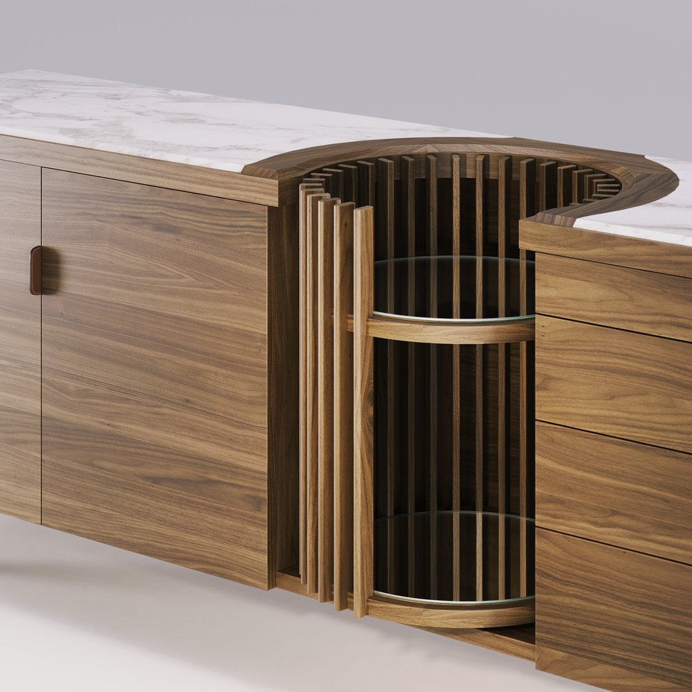 Modern CAROUSEL Sideboard Buffet Cabinet - Stylish Storage for Dining Room, Living Room & Entryway | Perfect for Organizing Dishes, Linens & Home Decor
