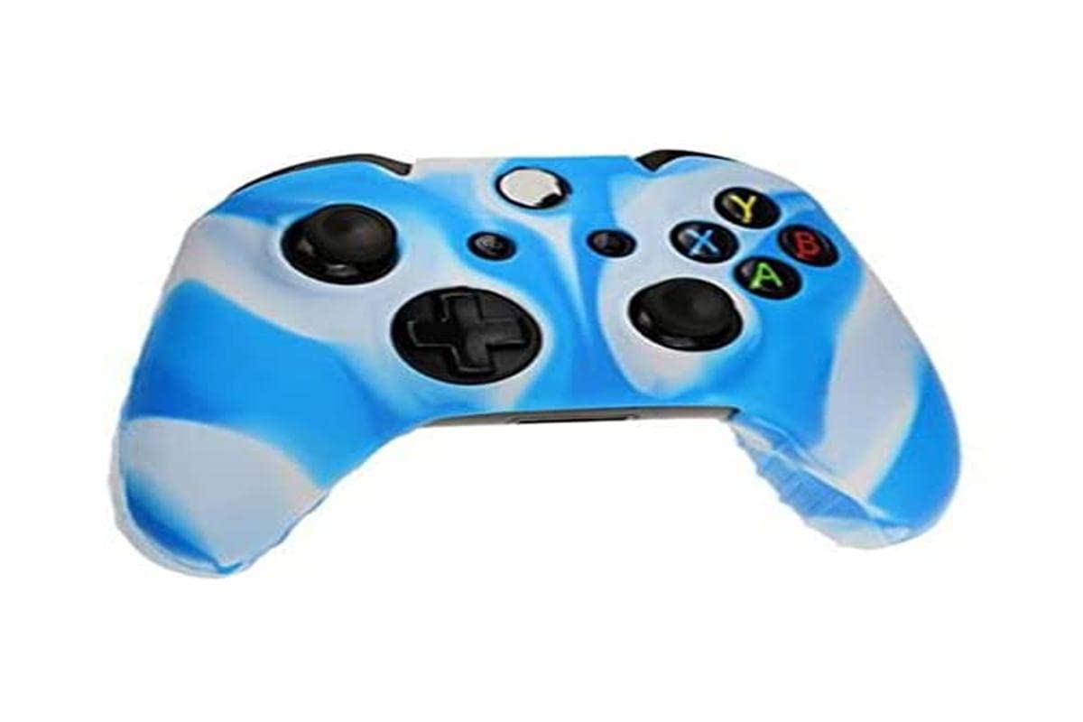 G-MOTIONS Silicone Protective Cover for Xbox One Controller - Shockproof & Anti-Slip Grip, Dustproof Case for Enhanced Protection (White/Blue) - Perfect for Gaming, Travel & Everyday Use