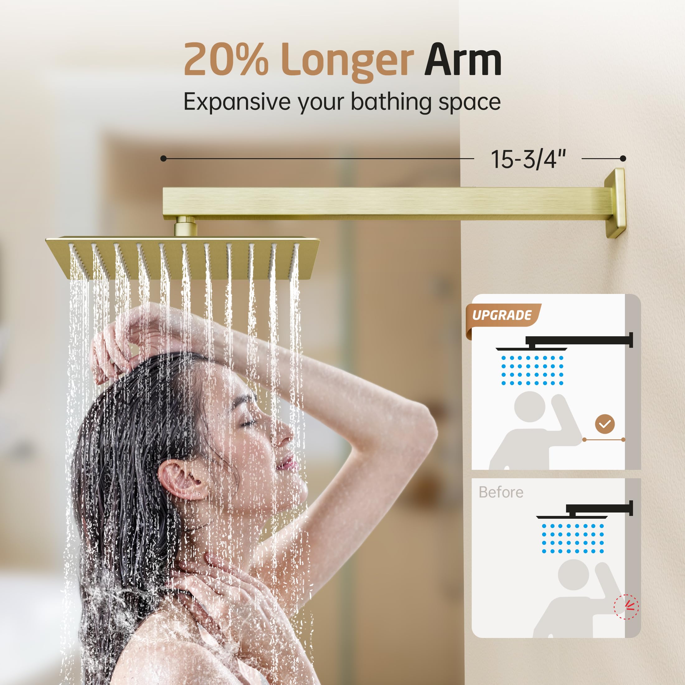 KES Gold Shower Faucet Set - 10 Inch Rain Shower Head with Handheld Sprayer - Complete Pressure Balance Shower System (cUPC Certified Valve Included) - XB6230F18-BZ - Perfect for Modern Bathroom Renovations & Spa-Like Shower Experience