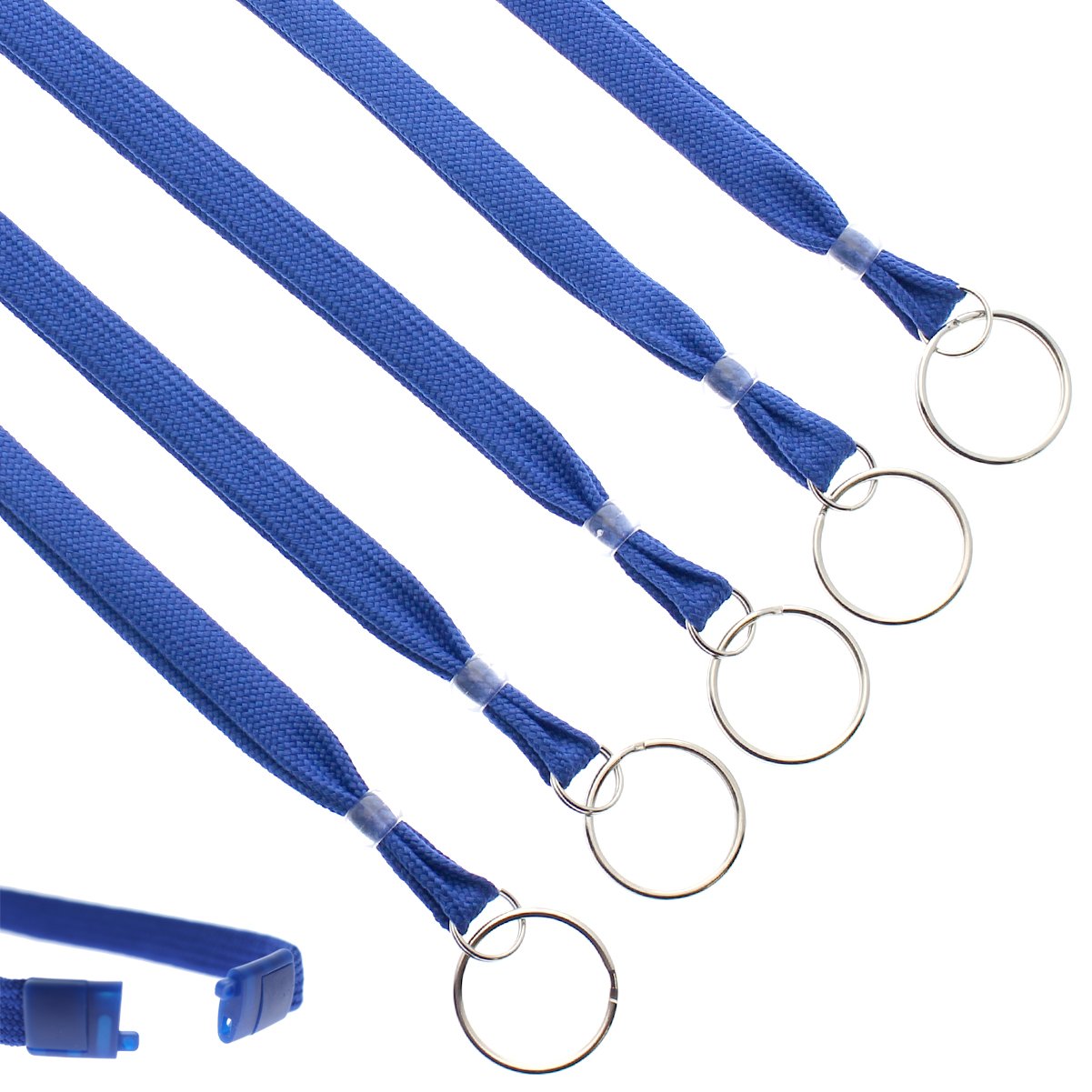 Heavy Duty Breakaway Lanyards 100 Pack - ID Badge & Key Holder with Split Ring for Office & Events (Royal Blue)