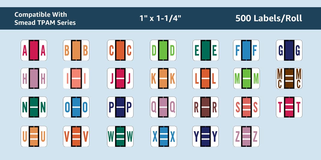 Doctor Stuff - 500-Pack Alphabet File Folder Labels A-Z with Mc, 1