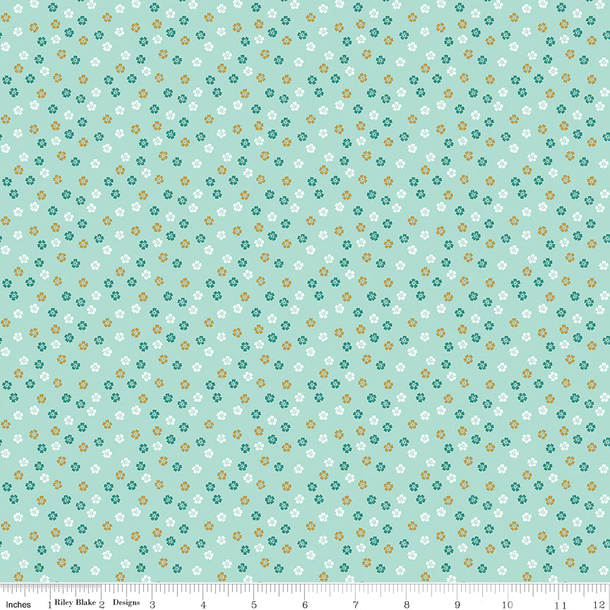 Ahoy! Mermaids Riley Blake Designs C10346 Floral Seafoam Sparkle Fabric - Premium Cotton Material for Quilting, Sewing & DIY Crafts - Perfect for Mermaid-Themed Bedding, Clothing & Home Decor Projects
