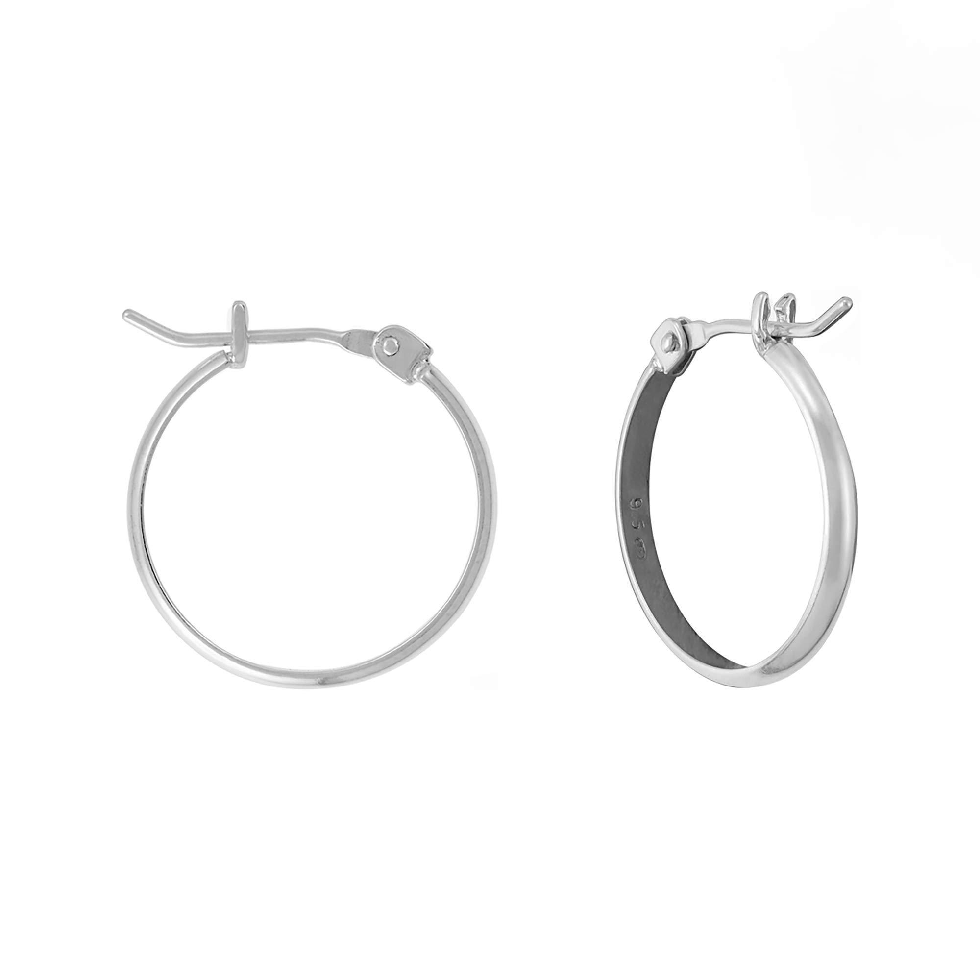 Boma Jewelry Sterling Silver 3/4 Inch Classic Snap Down Closure Hoop Earrings for Women - Everyday Wear, Office & Party Accessories