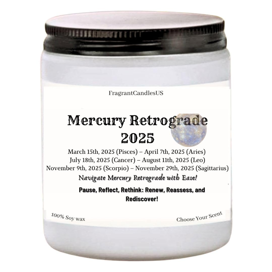 2025 Mercury Retrograde Protection Candle - Sage Lavender Scented Soy Wax Candle for Spiritual Cleansing & Positive Energy | Astrology Gifts, Meditation, Home Decor