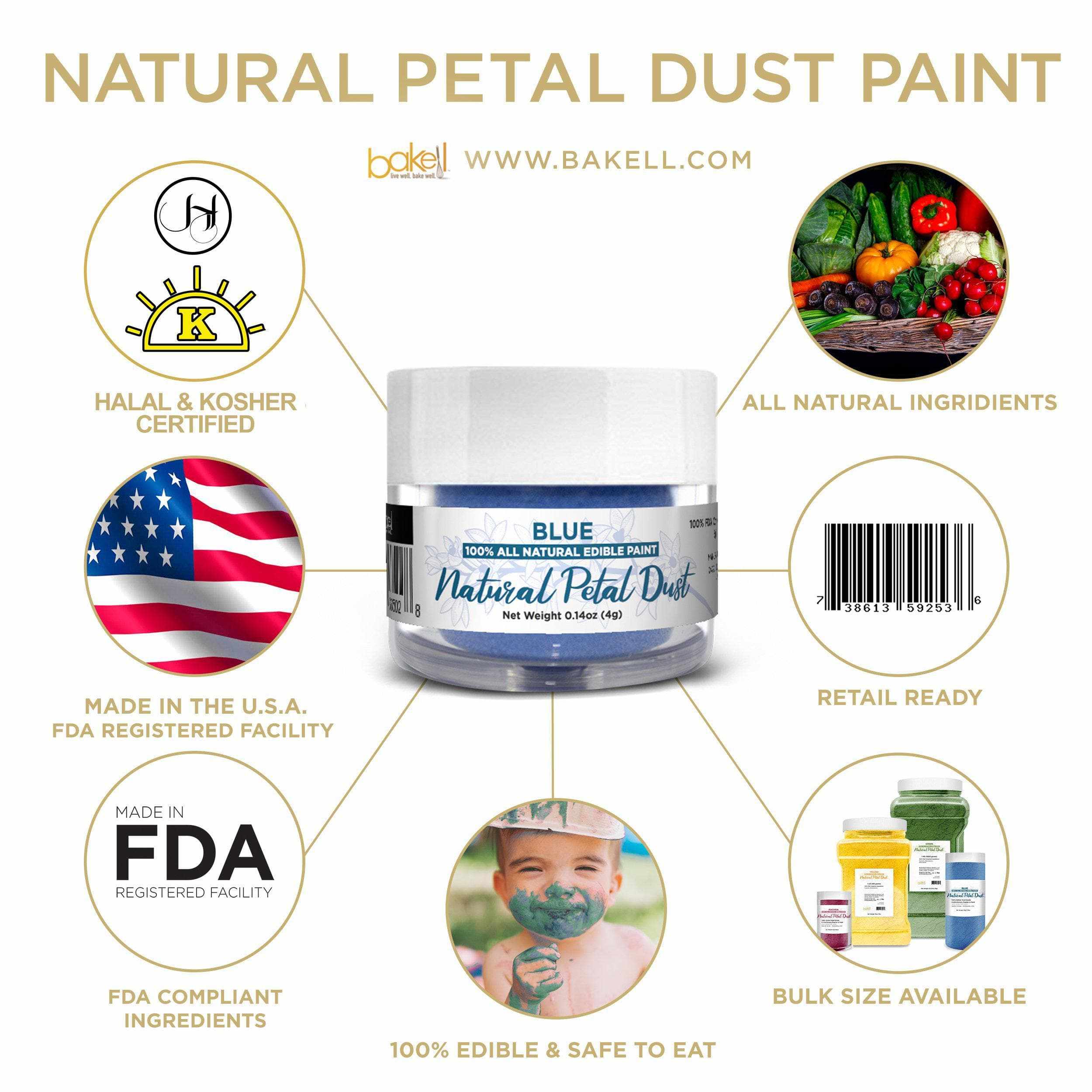 Blue Petal Dust - 4 Gram Jar - Edible Cake & Cookie Decorations for Baking, Wedding Cakes, Cupcakes, and Desserts