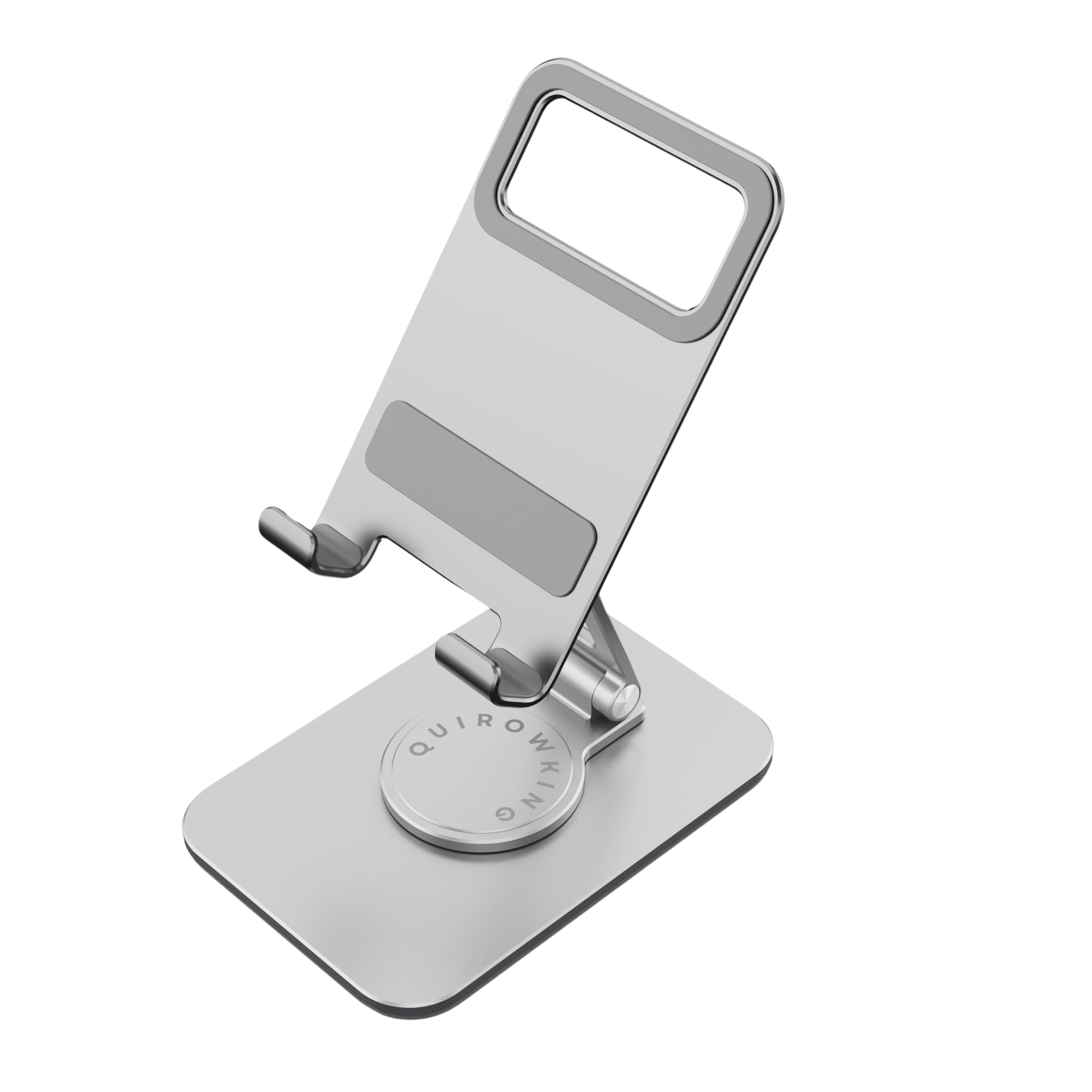 360° Rotating Aluminum Phone & Tablet Stand - Adjustable Foldable Holder for iPhone, iPad, Kindle - Silver Gray Desk Organizer for Office, Home & Car Use