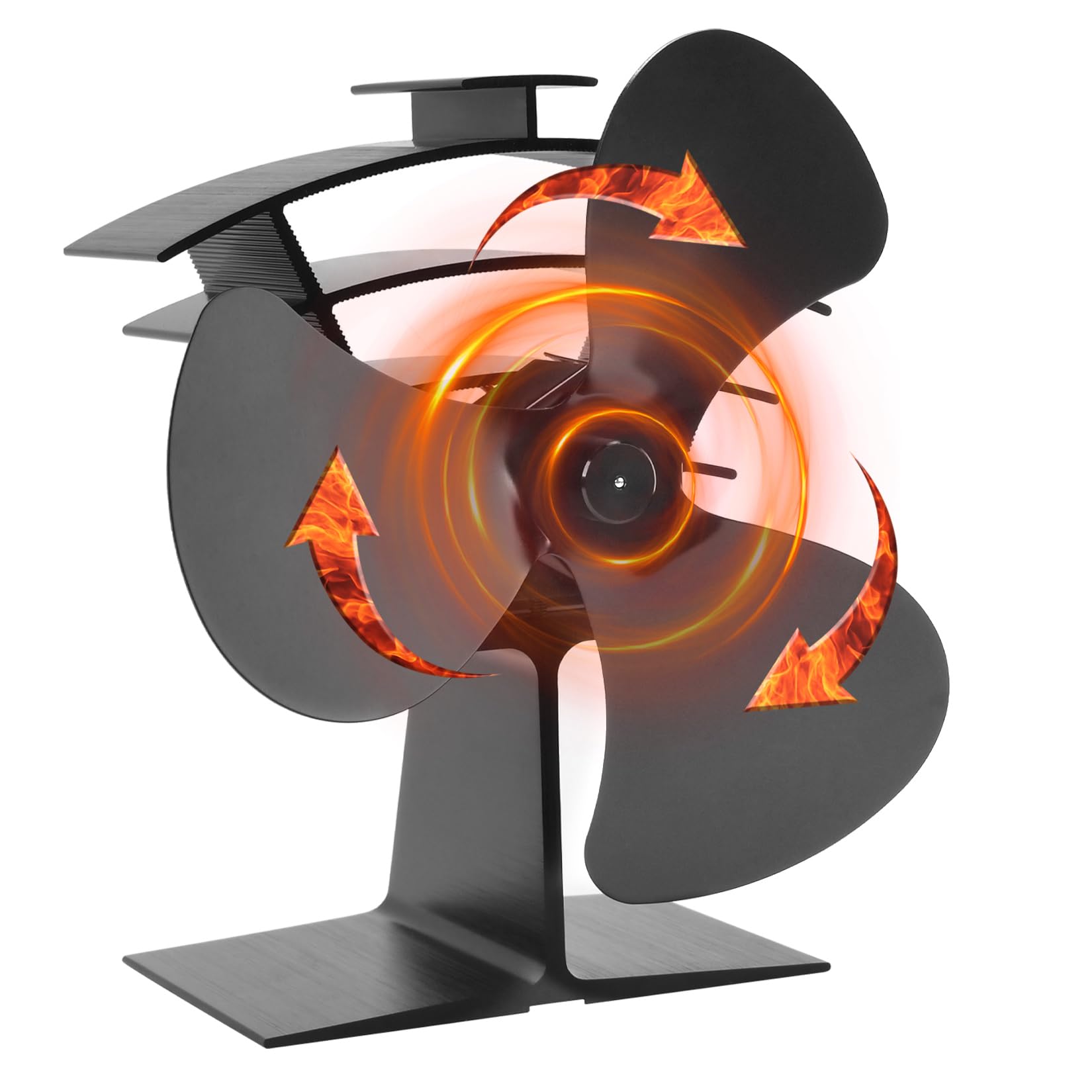 **3 Blade Wood Stove Fan - Heat Powered Fireplace Fan with Bracket - Eco-Friendly Thermoelectric Thermal Fan for Pellet Stove, Wood Burner & Fireplace - Perfect for Heating Efficiency & Cozy Home Ambiance**